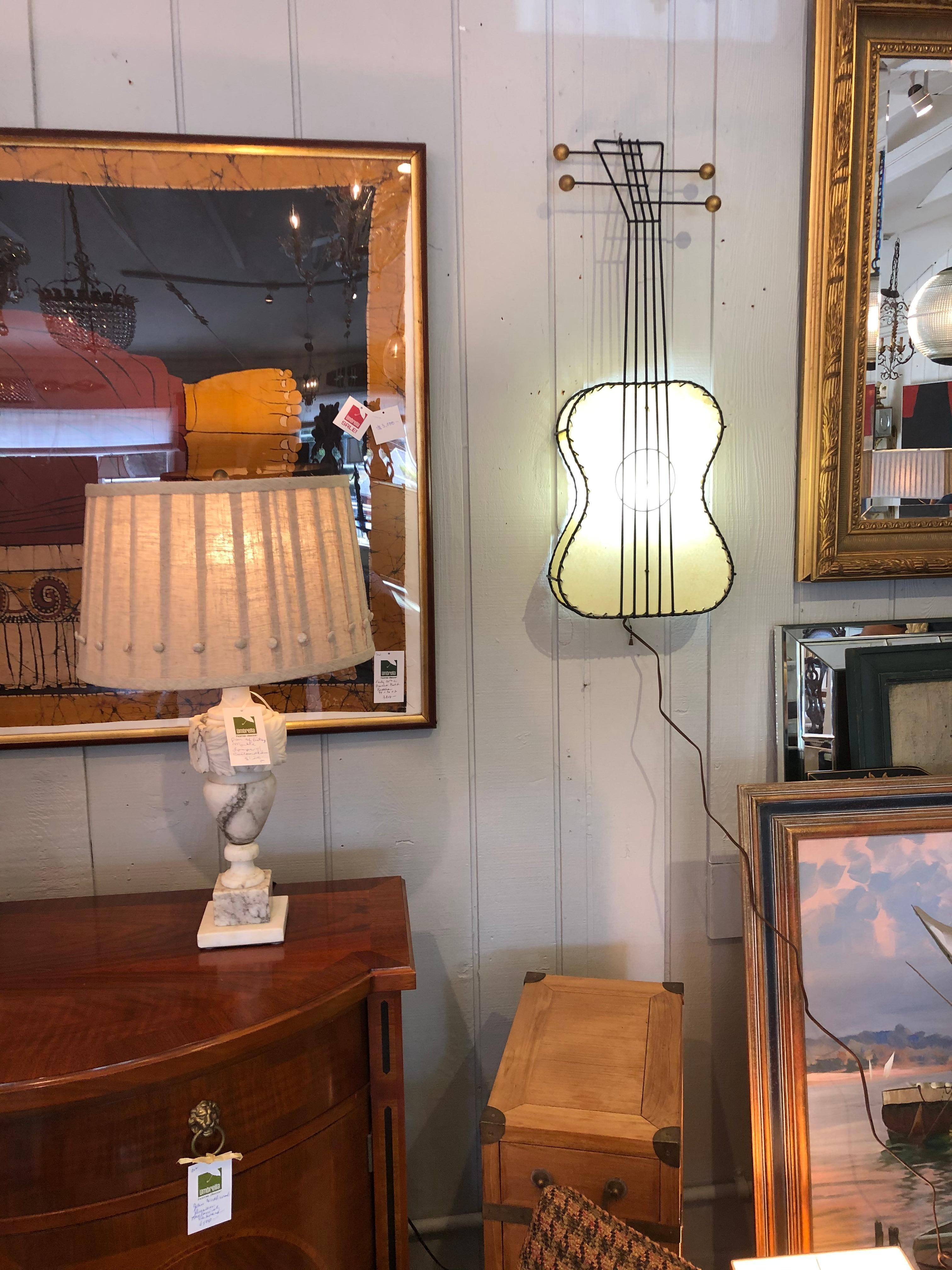 Super Cool Mid-Century Modern Frederick Weinberg Guitar Wall Sconce For Sale 5