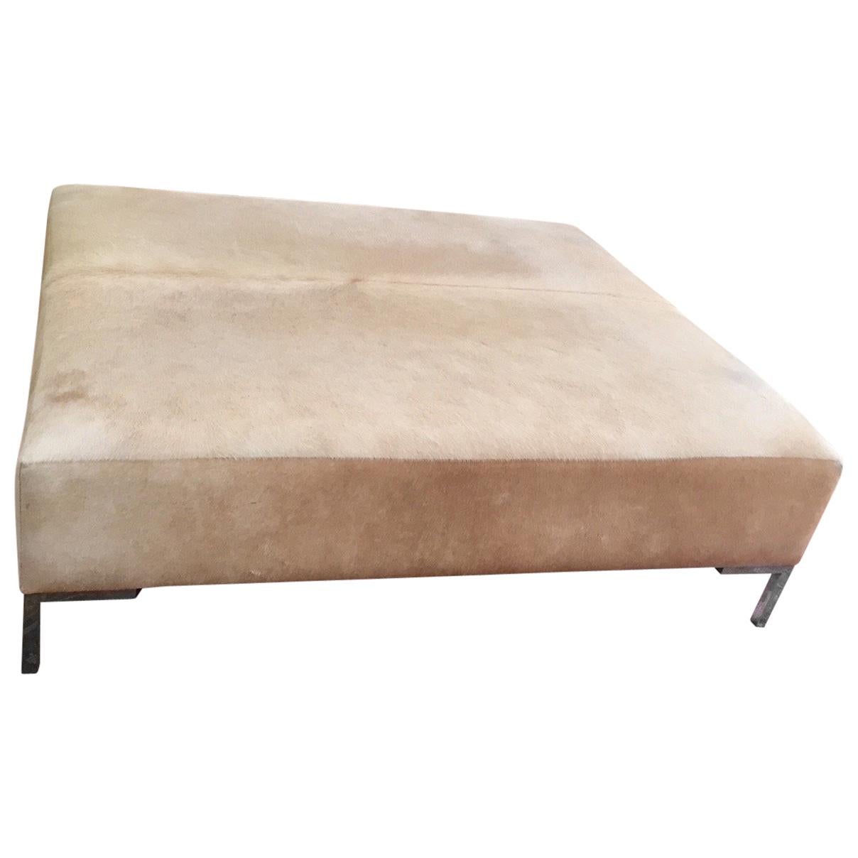 Super Cool Monumentally Large Cowhide Ottoman Coffee Table