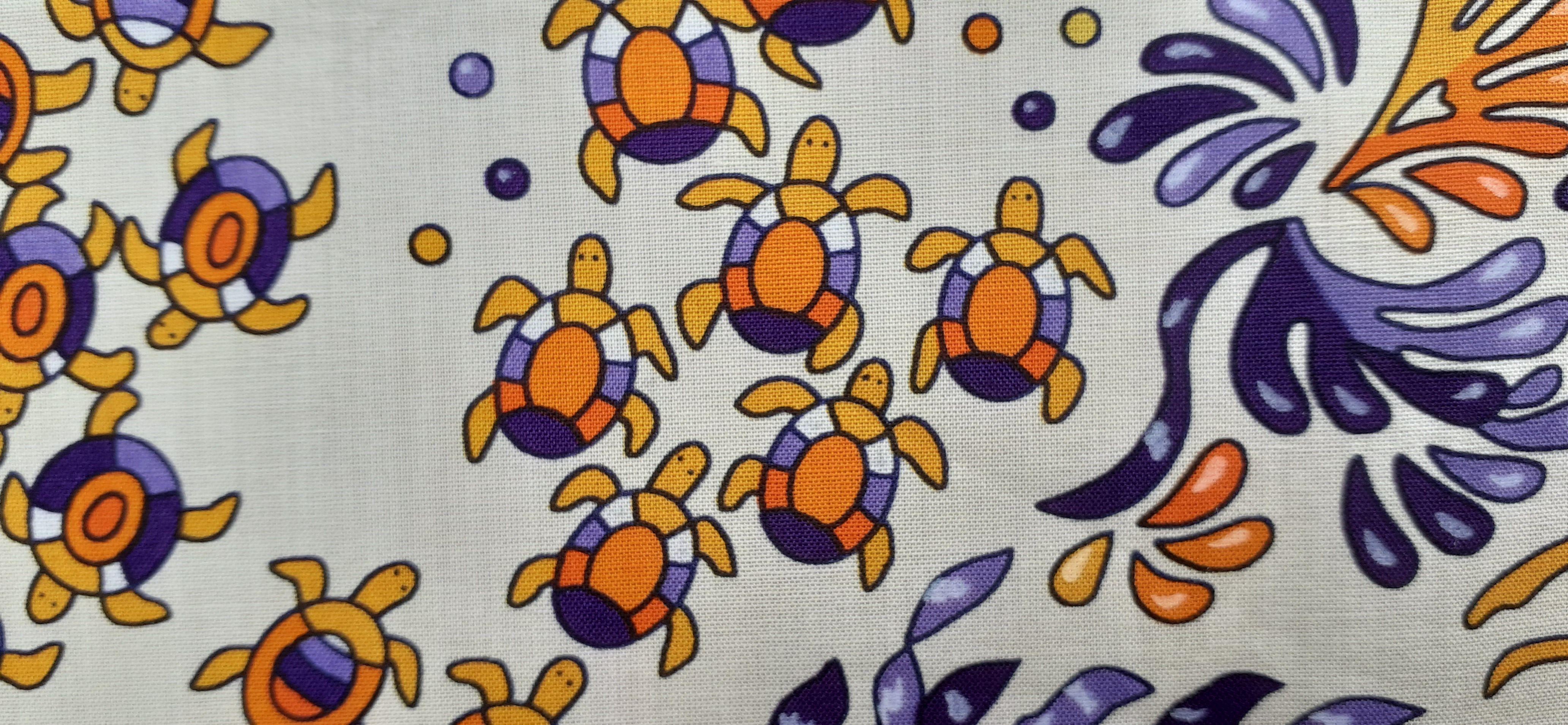 Super Cute Hermès Cotton Scarf L'ile Aux Tortues Turtle Ingun 70 cm RARE 10