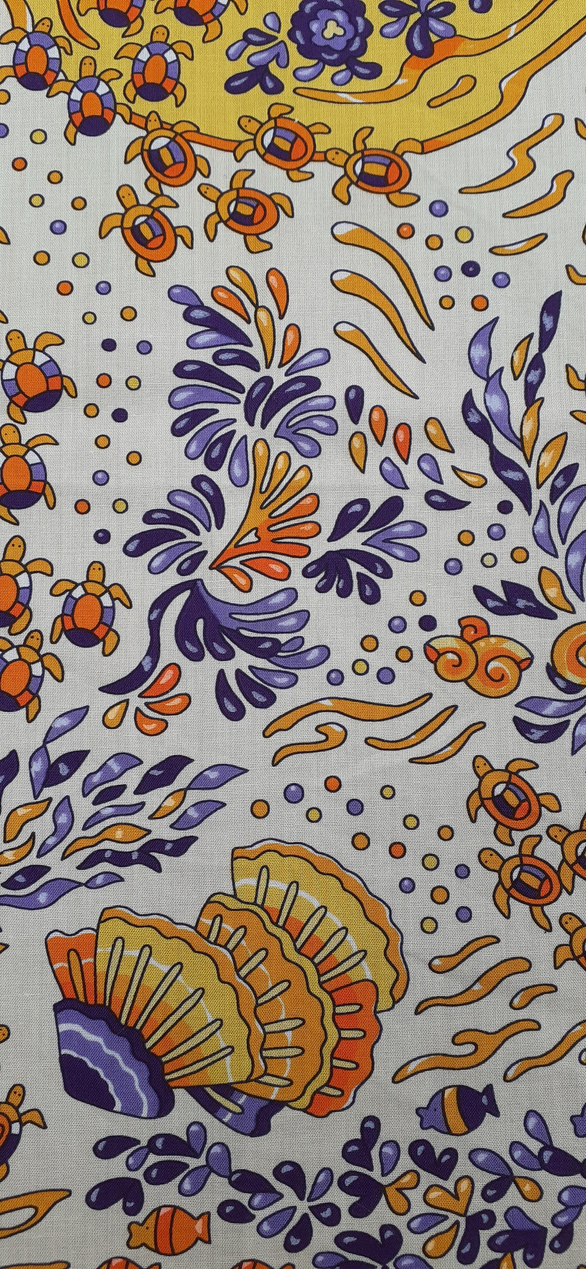 Super Cute Hermès Cotton Scarf L'ile Aux Tortues Turtle Ingun 70 cm RARE 2
