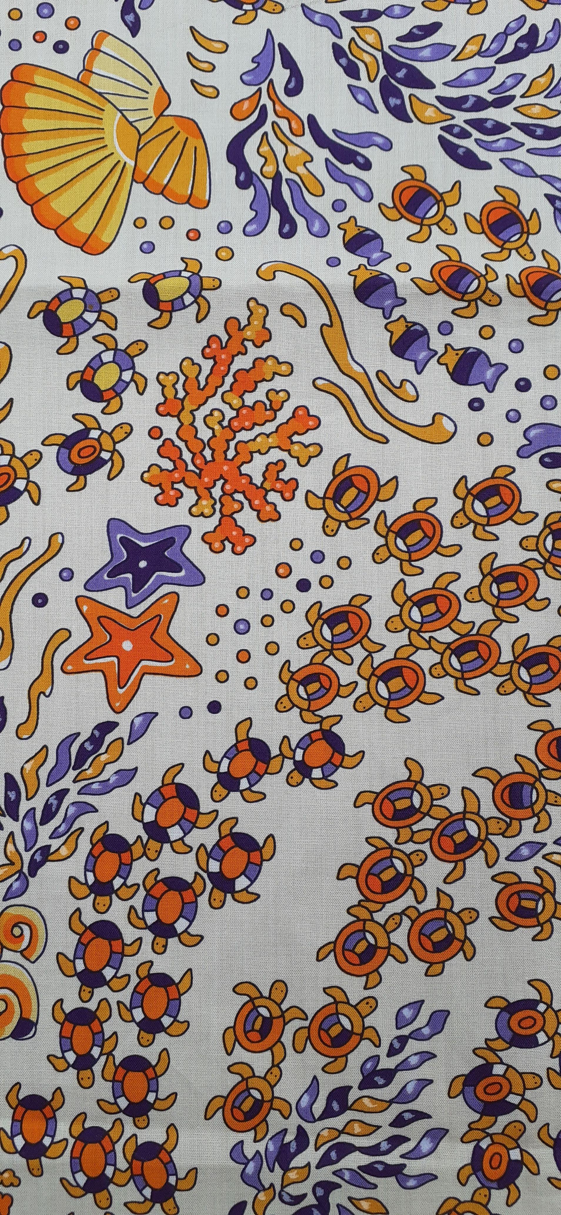 Super Cute Hermès Cotton Scarf L'ile Aux Tortues Turtle Ingun 70 cm RARE 4
