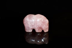 Super Cute Rose Quartz Bear Sculpture Pink Natural Gemstone Statue Adorable