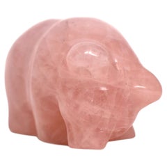 Super niedlich Rosenquarz Bär Skulptur Rosa natürlichen Edelstein Statue Adorable