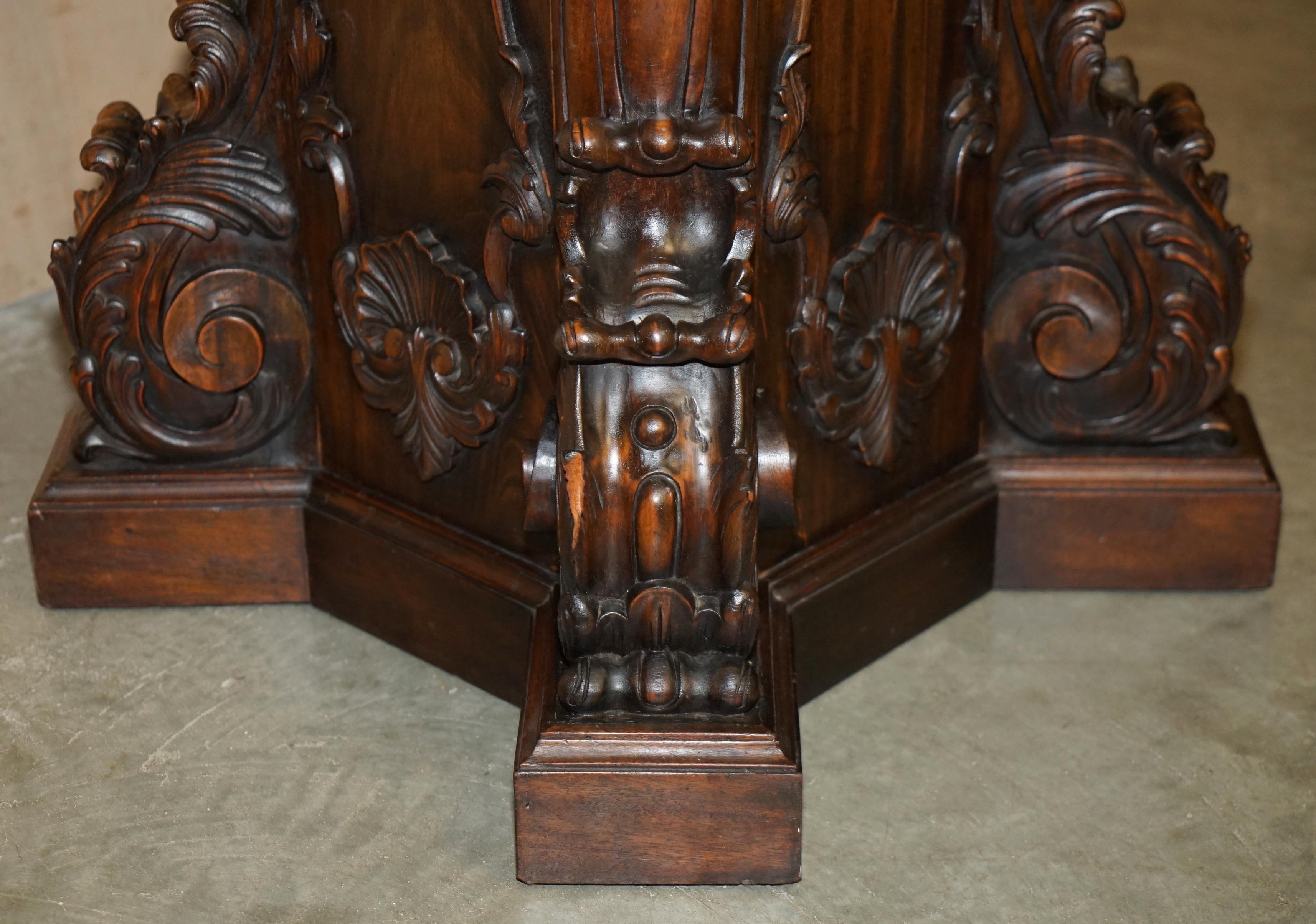 SUPER DECORATIVE ANTIQUE FLAMED HARDWOOD HEAVILY CARVED DiSPLAY PEDESTAL For Sale 2
