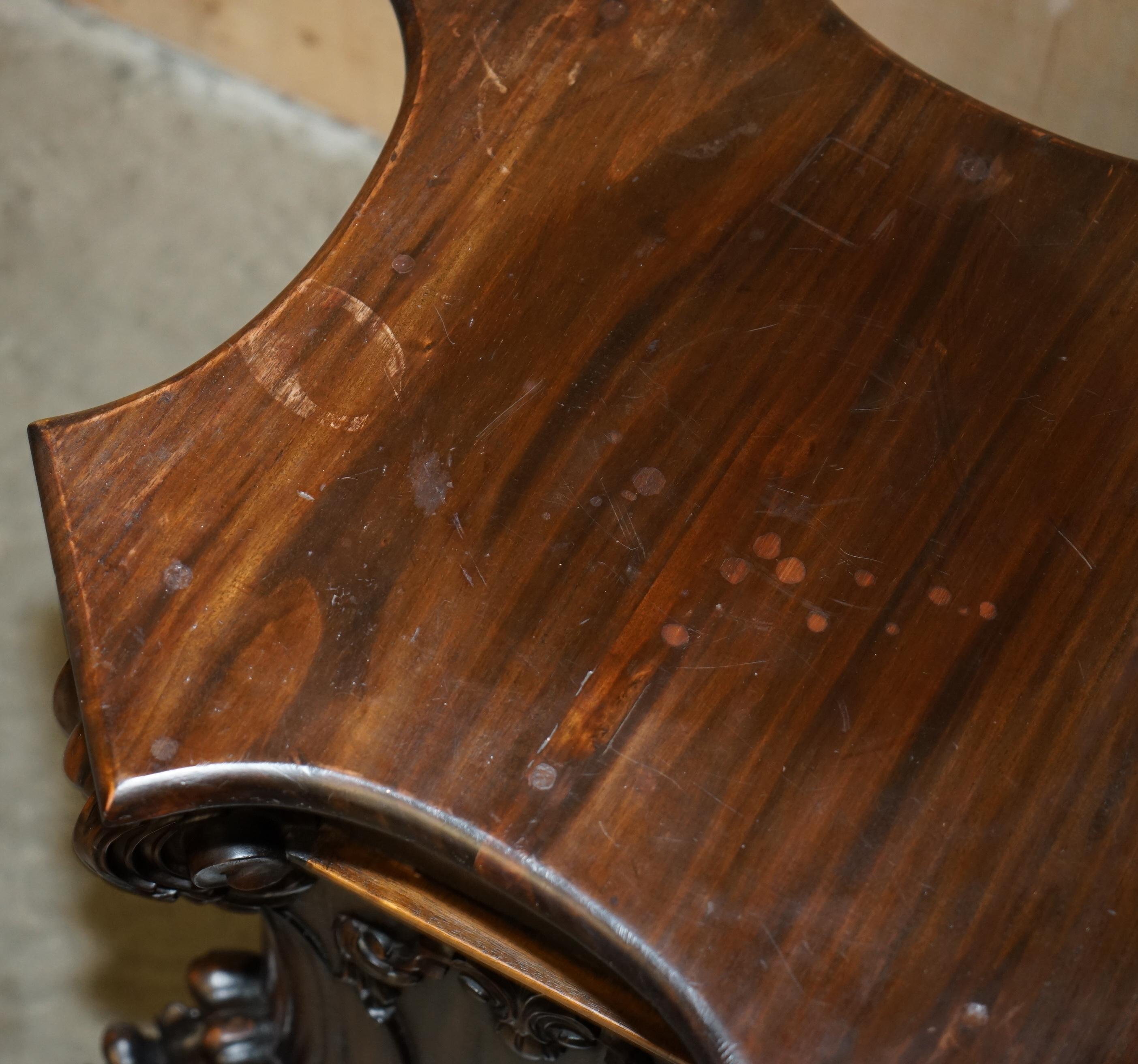 SUPER DECORATIVE ANTIQUE FLAMED HARDWOOD HEAVILY CARVED DiSPLAY PEDESTAL For Sale 4