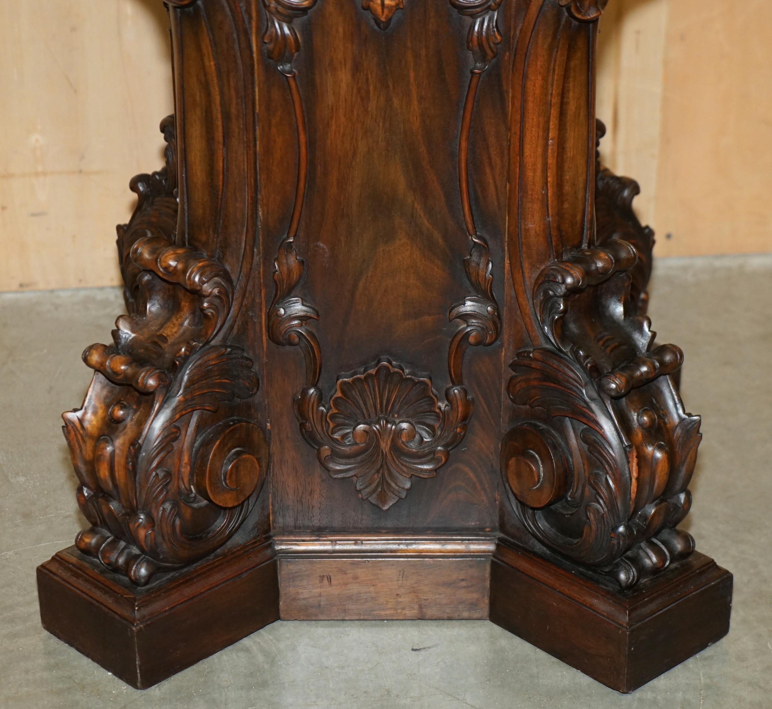 SUPER DECORATIVE ANTIQUE FLAMED HARDWOOD HEAVILY CARVED DiSPLAY PEDESTAL For Sale 7