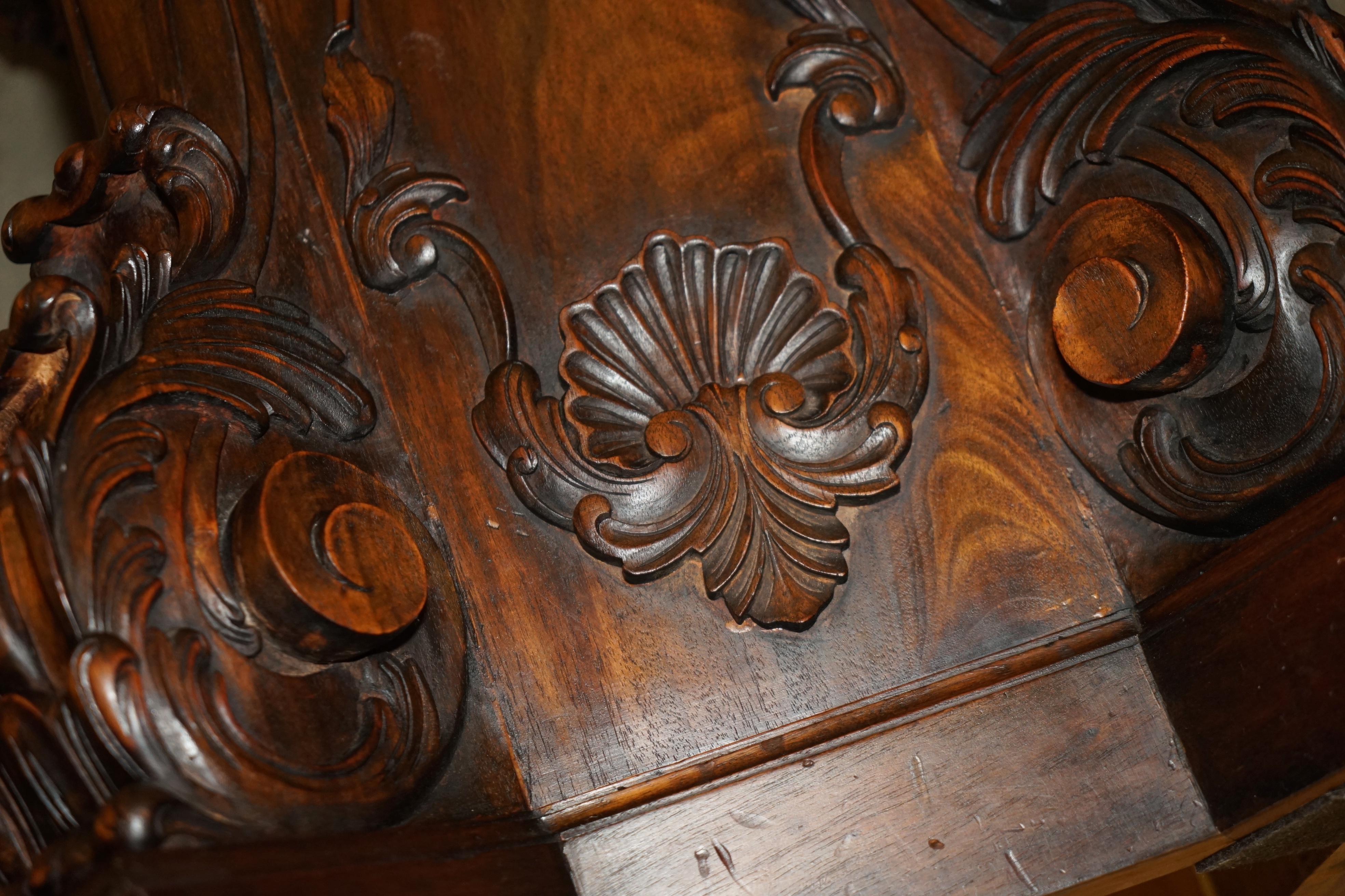 SUPER DECORATIVE ANTIQUE FLAMED HARDWOOD HEAVILY CARVED DiSPLAY PEDESTAL For Sale 9