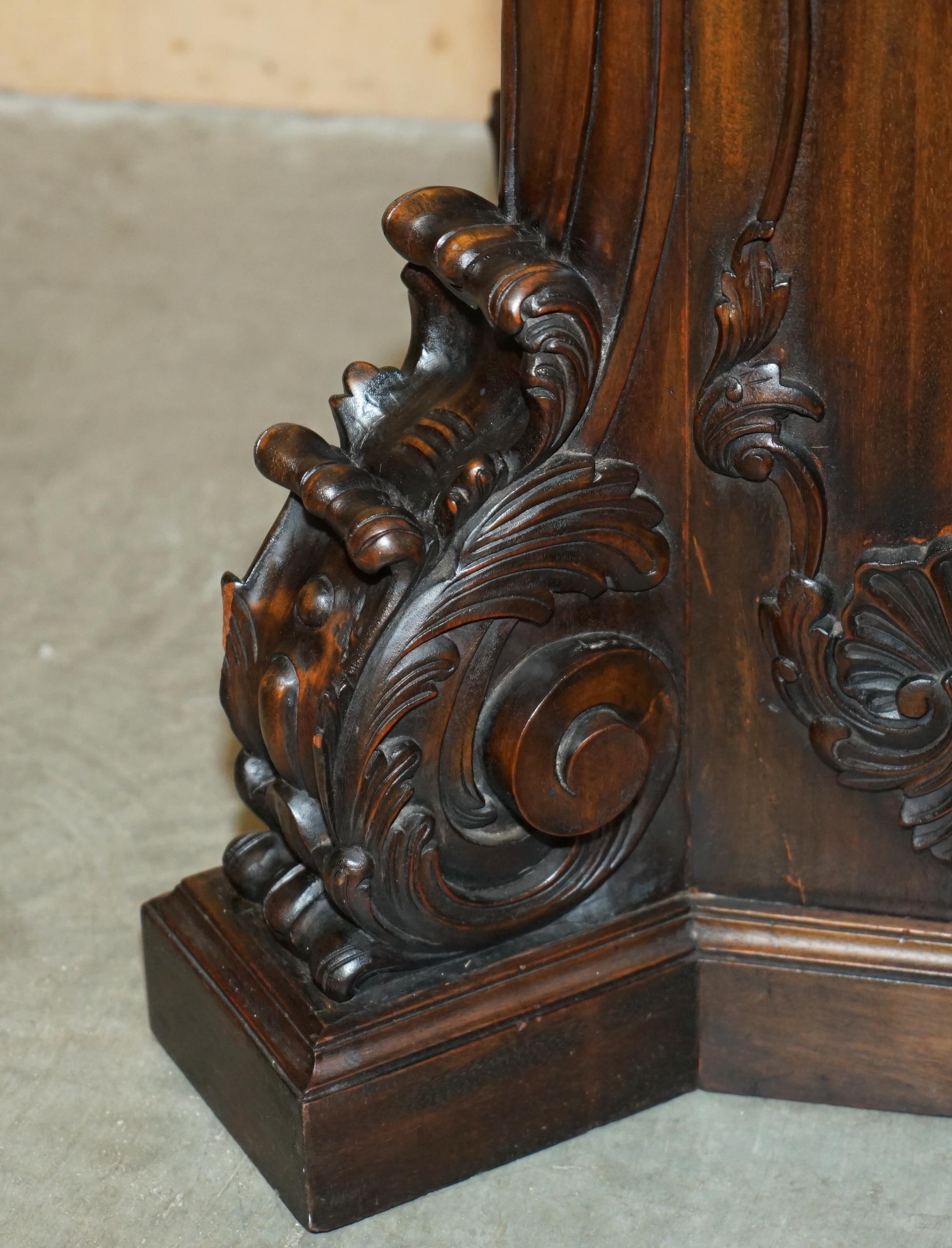 Hardwood SUPER DECORATIVE ANTIQUE FLAMED HARDWOOD HEAVILY CARVED DiSPLAY PEDESTAL For Sale