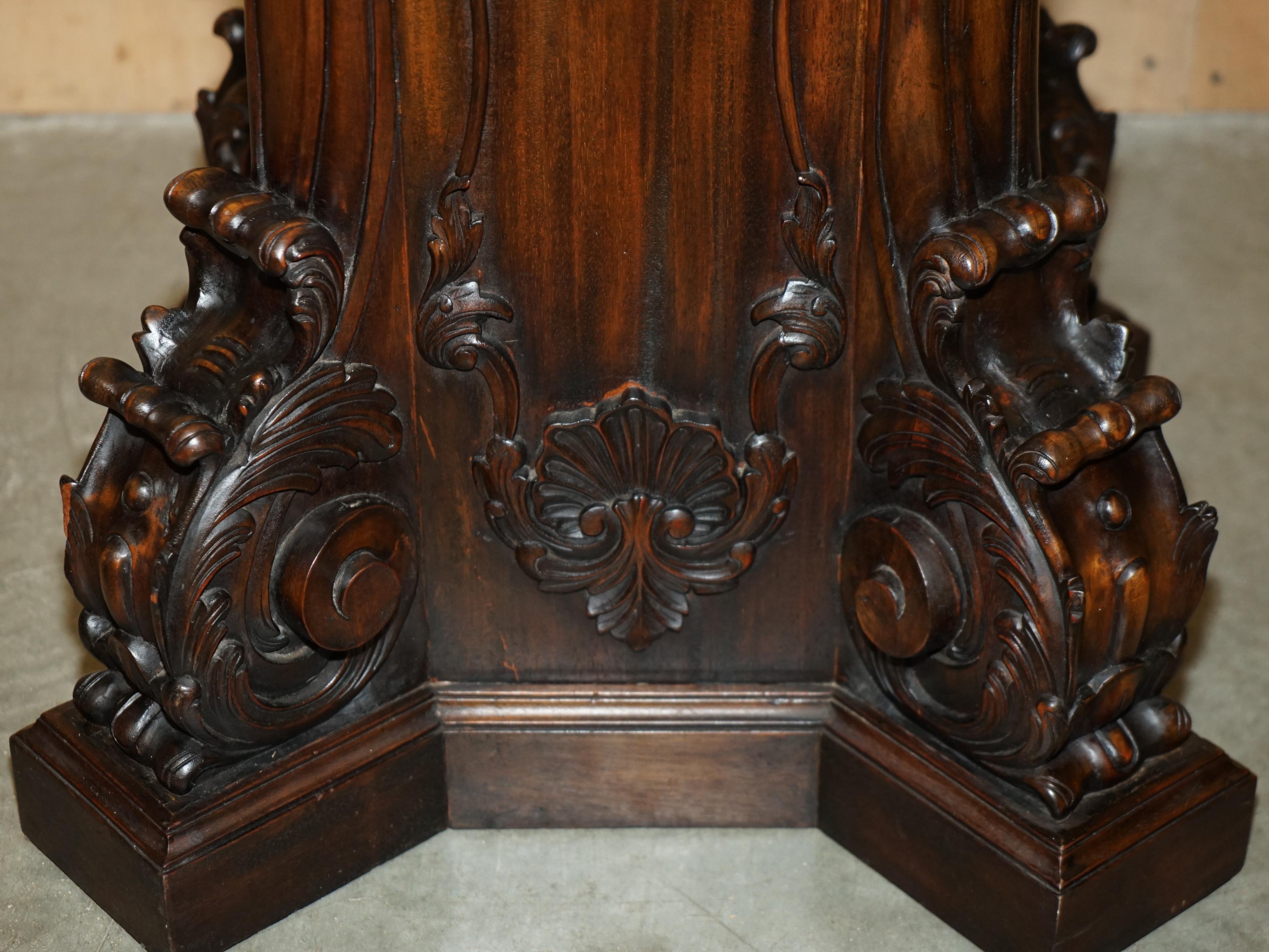SUPER DECORATIVE ANTIQUE FLAMED HARDWOOD HEAVILY CARVED DiSPLAY PEDESTAL For Sale 1
