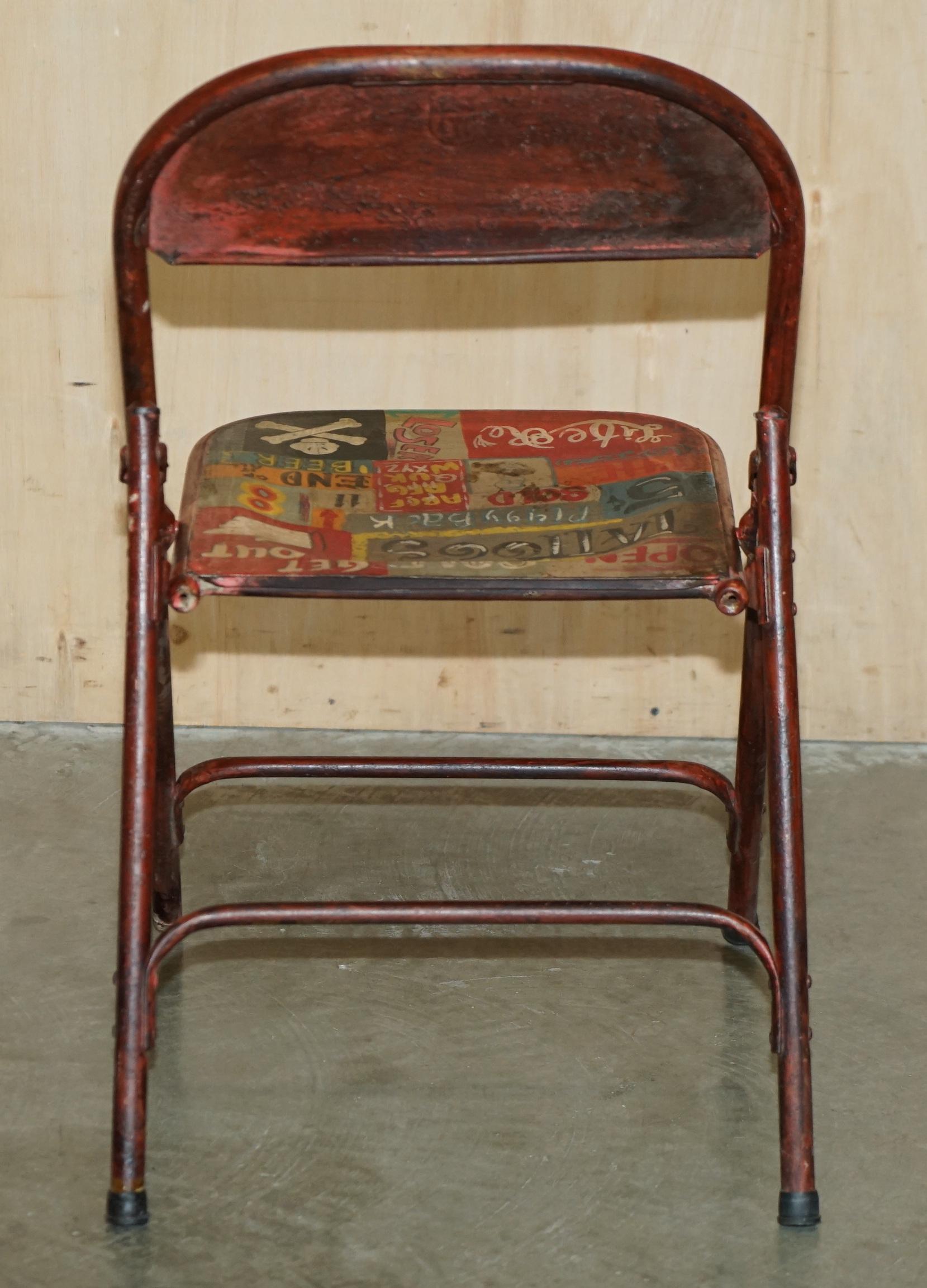 SUPER DEKORATIVES Pärchen VINTAGE INDUSTRIAL PATROLIANA AMERICAN FOLDING CHAIRs im Angebot 3