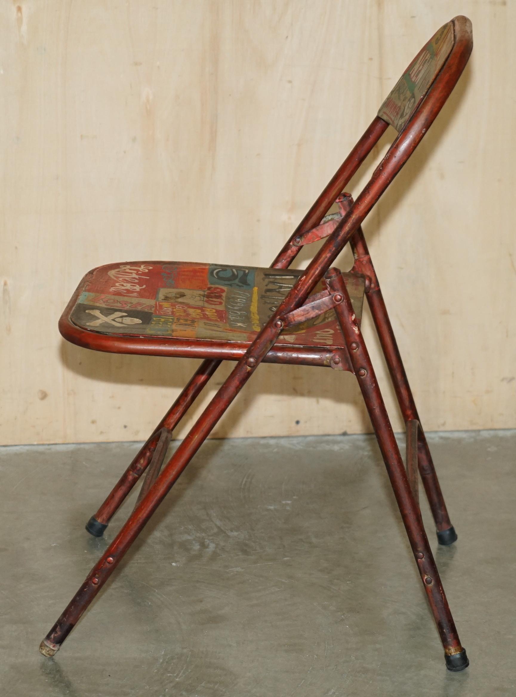 SUPER DEKORATIVES Pärchen VINTAGE INDUSTRIAL PATROLIANA AMERICAN FOLDING CHAIRs im Angebot 4