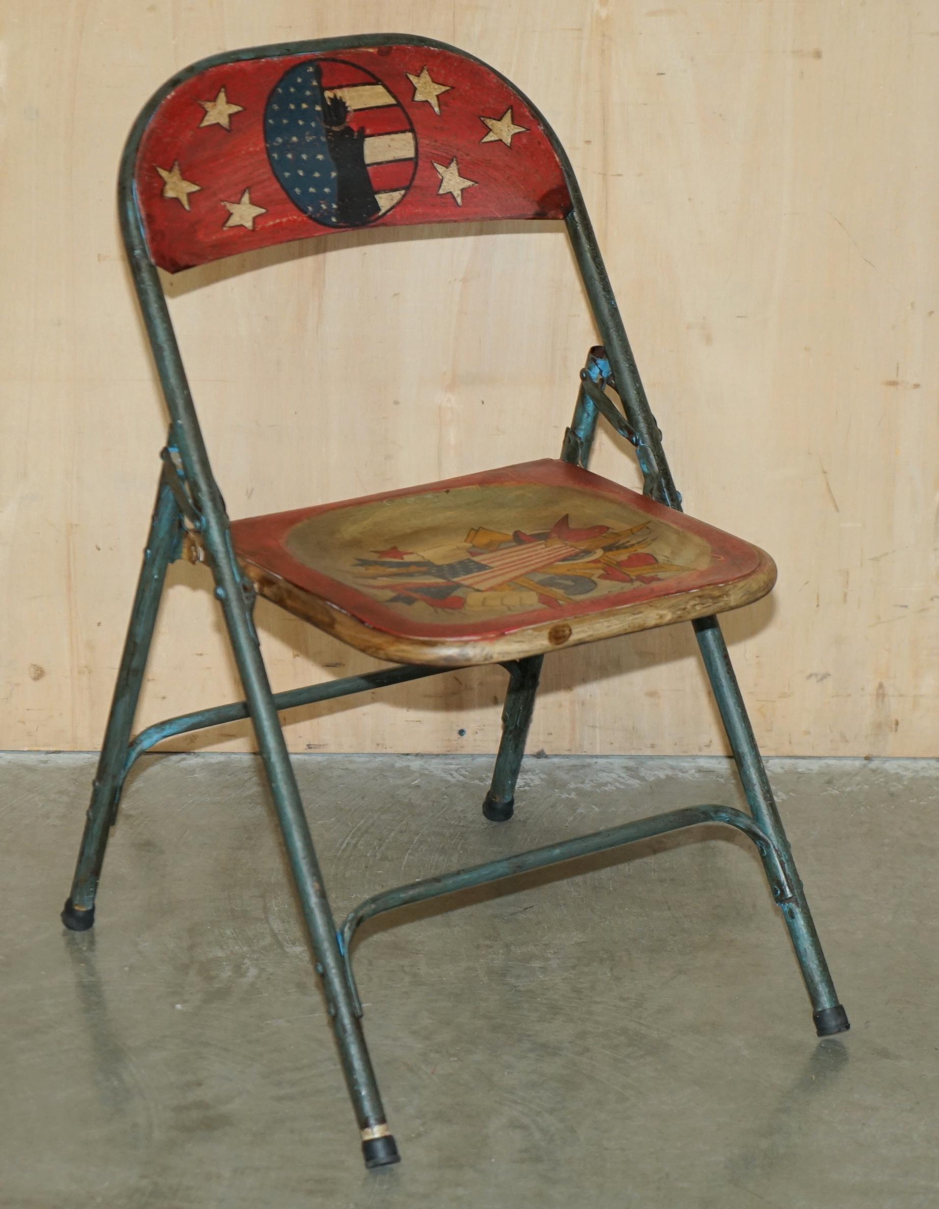 SUPER DEKORATIVES Pärchen VINTAGE INDUSTRIAL PATROLIANA AMERICAN FOLDING CHAIRs im Angebot 6