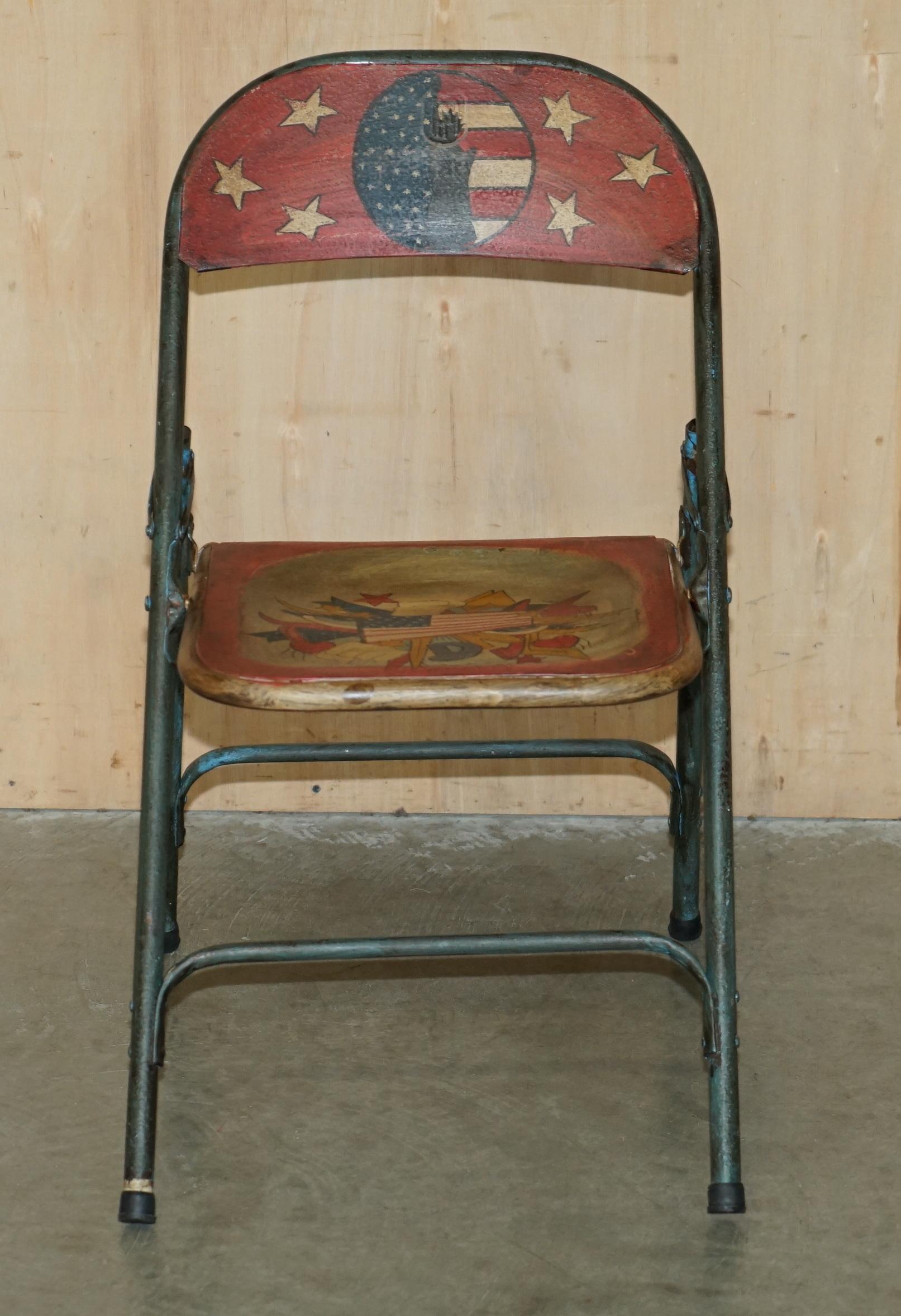 SUPER DEKORATIVES Pärchen VINTAGE INDUSTRIAL PATROLIANA AMERICAN FOLDING CHAIRs im Angebot 7