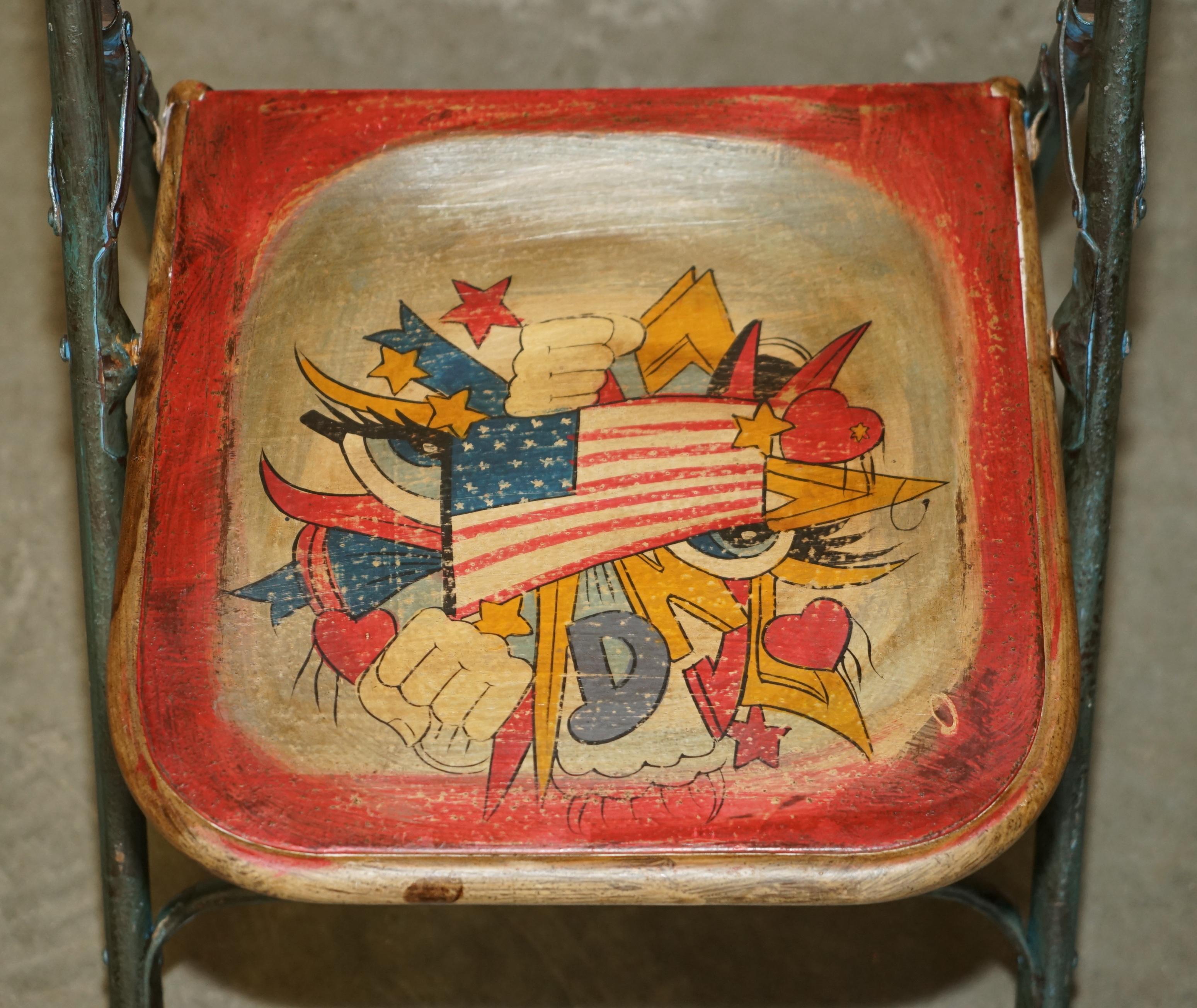 SUPER DEKORATIVES Pärchen VINTAGE INDUSTRIAL PATROLIANA AMERICAN FOLDING CHAIRs im Angebot 10