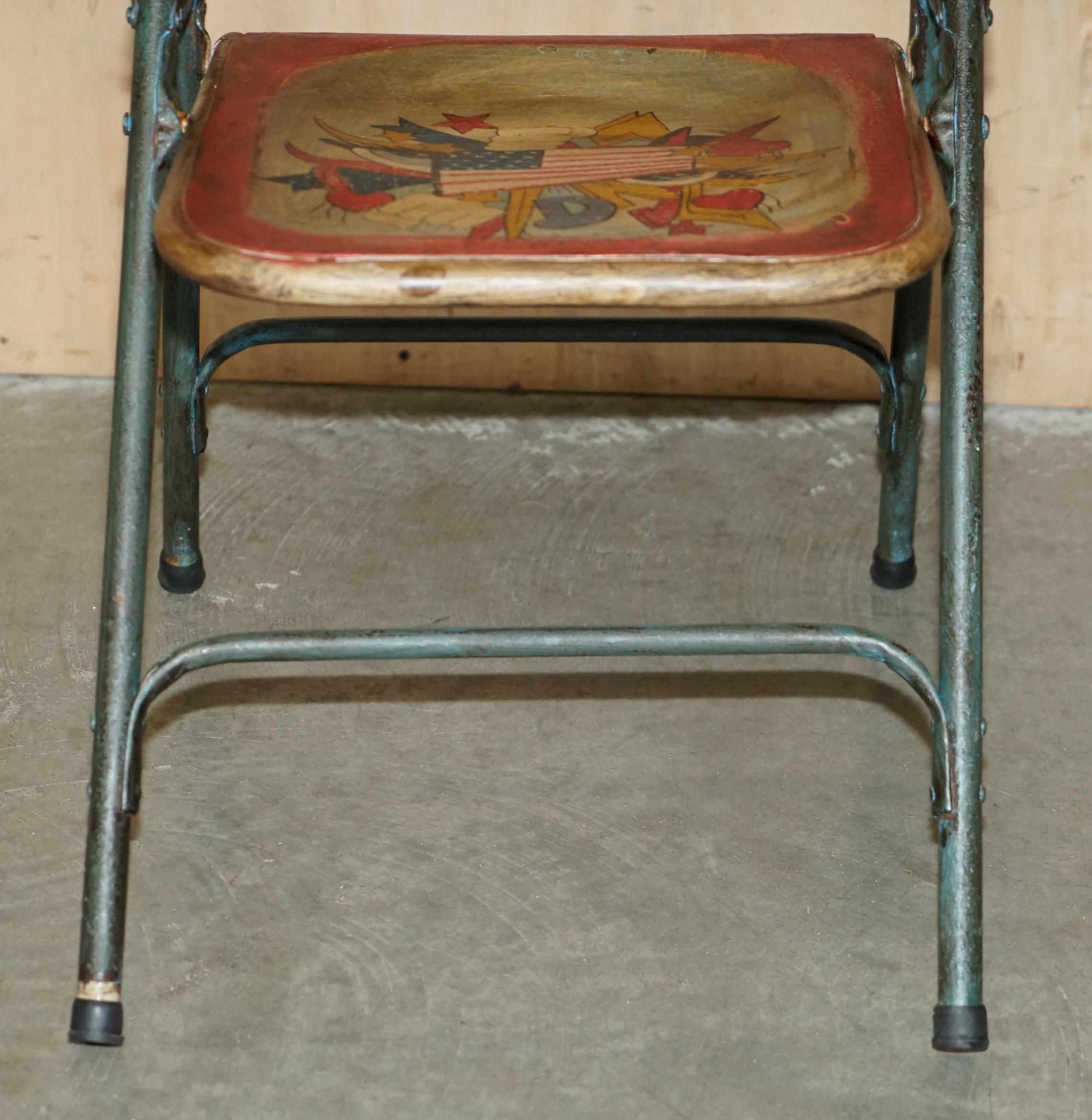 SUPER DEKORATIVES Pärchen VINTAGE INDUSTRIAL PATROLIANA AMERICAN FOLDING CHAIRs im Angebot 11