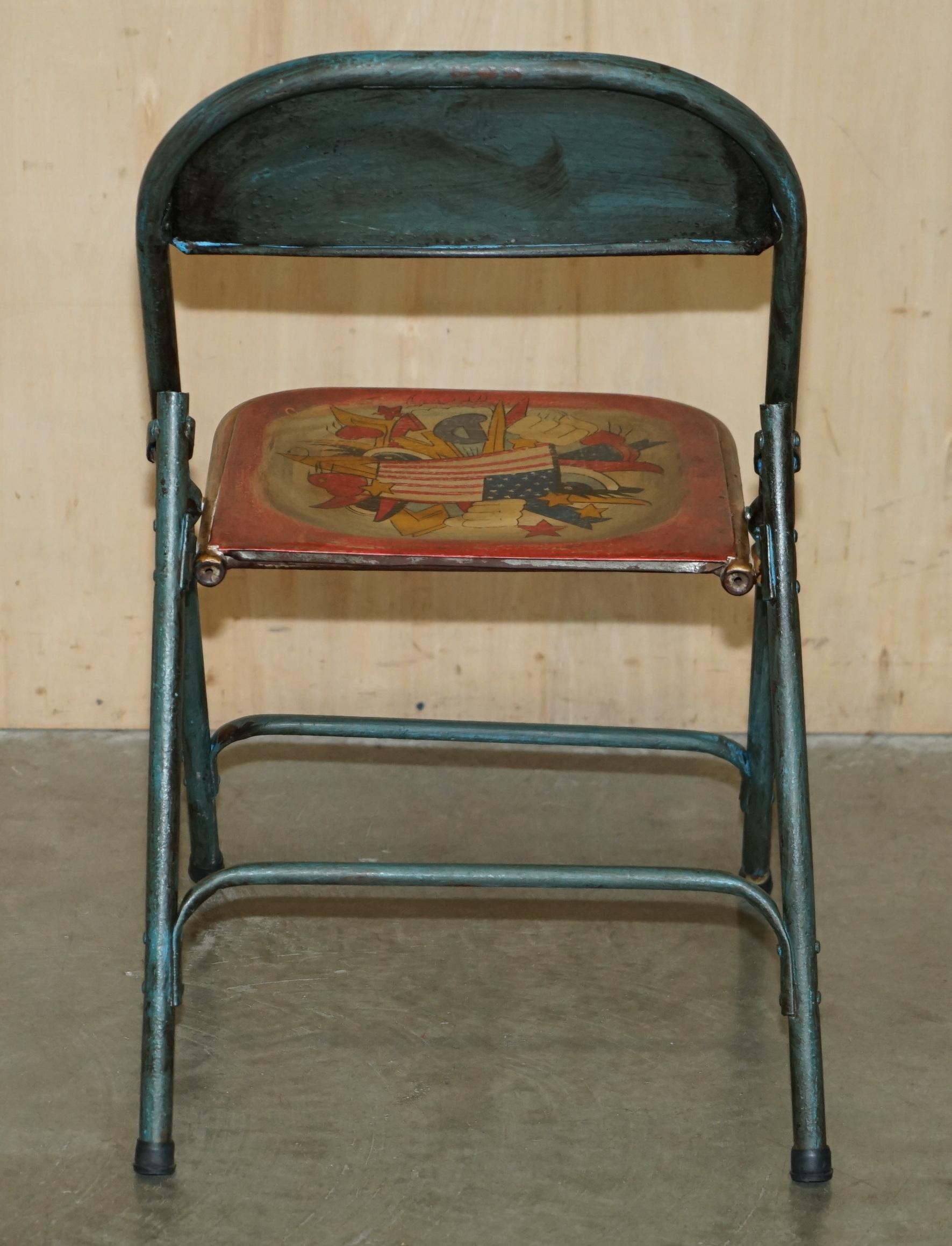 SUPER DEKORATIVES Pärchen VINTAGE INDUSTRIAL PATROLIANA AMERICAN FOLDING CHAIRs im Angebot 13