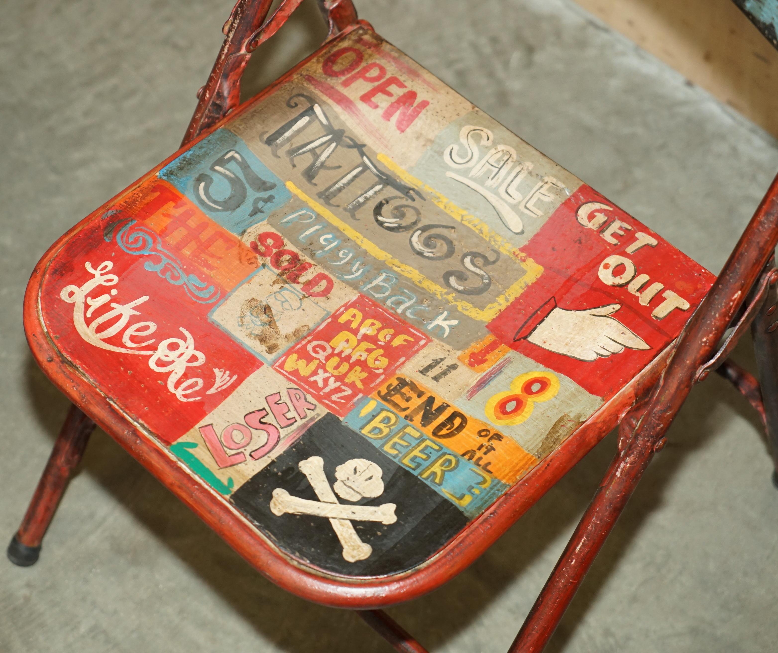 SUPER DEKORATIVES Pärchen VINTAGE INDUSTRIAL PATROLIANA AMERICAN FOLDING CHAIRs (Metall) im Angebot