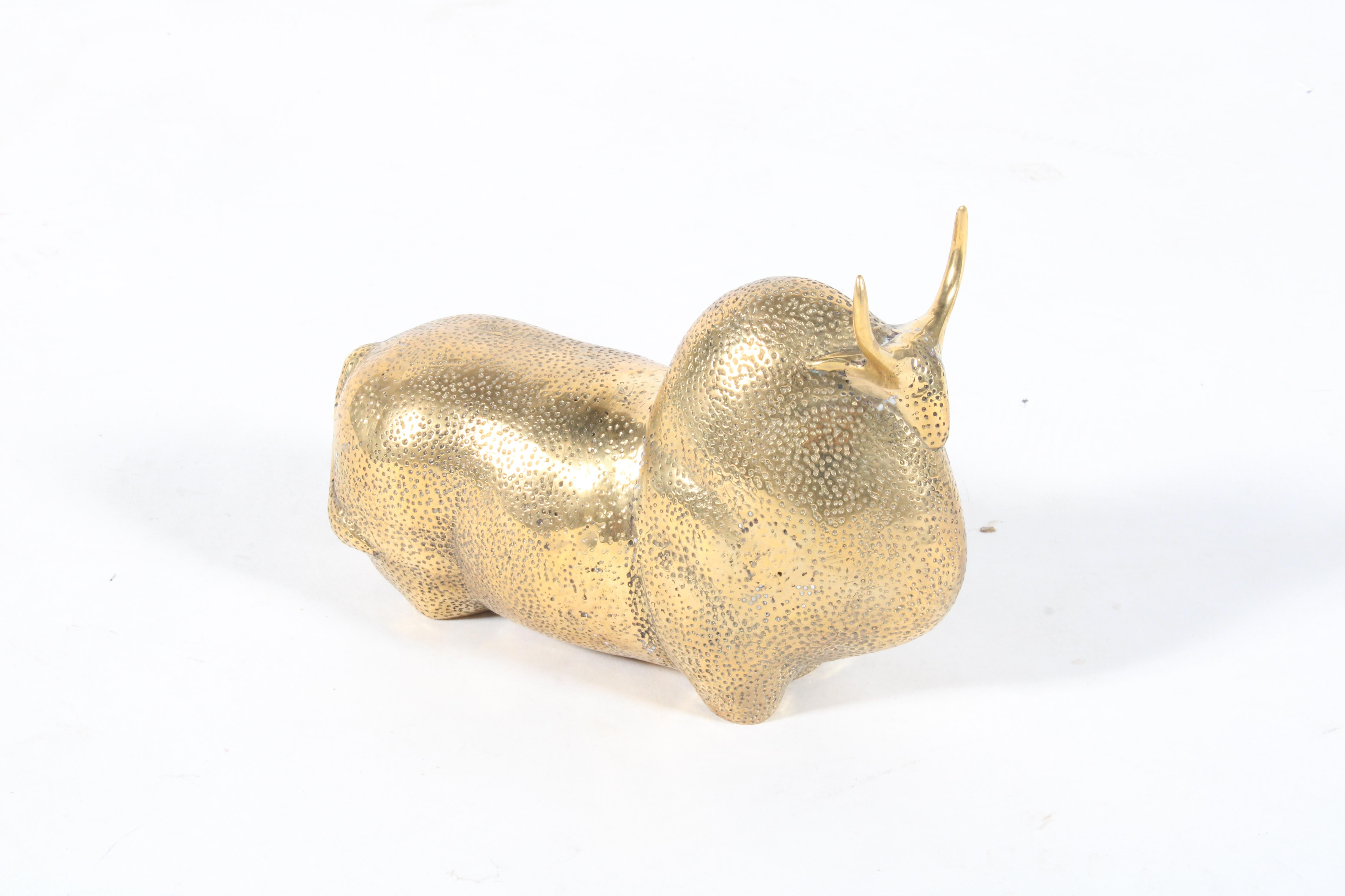 Molded Super decorative vintage brass sculpture in the form of a bull * Free Delivery