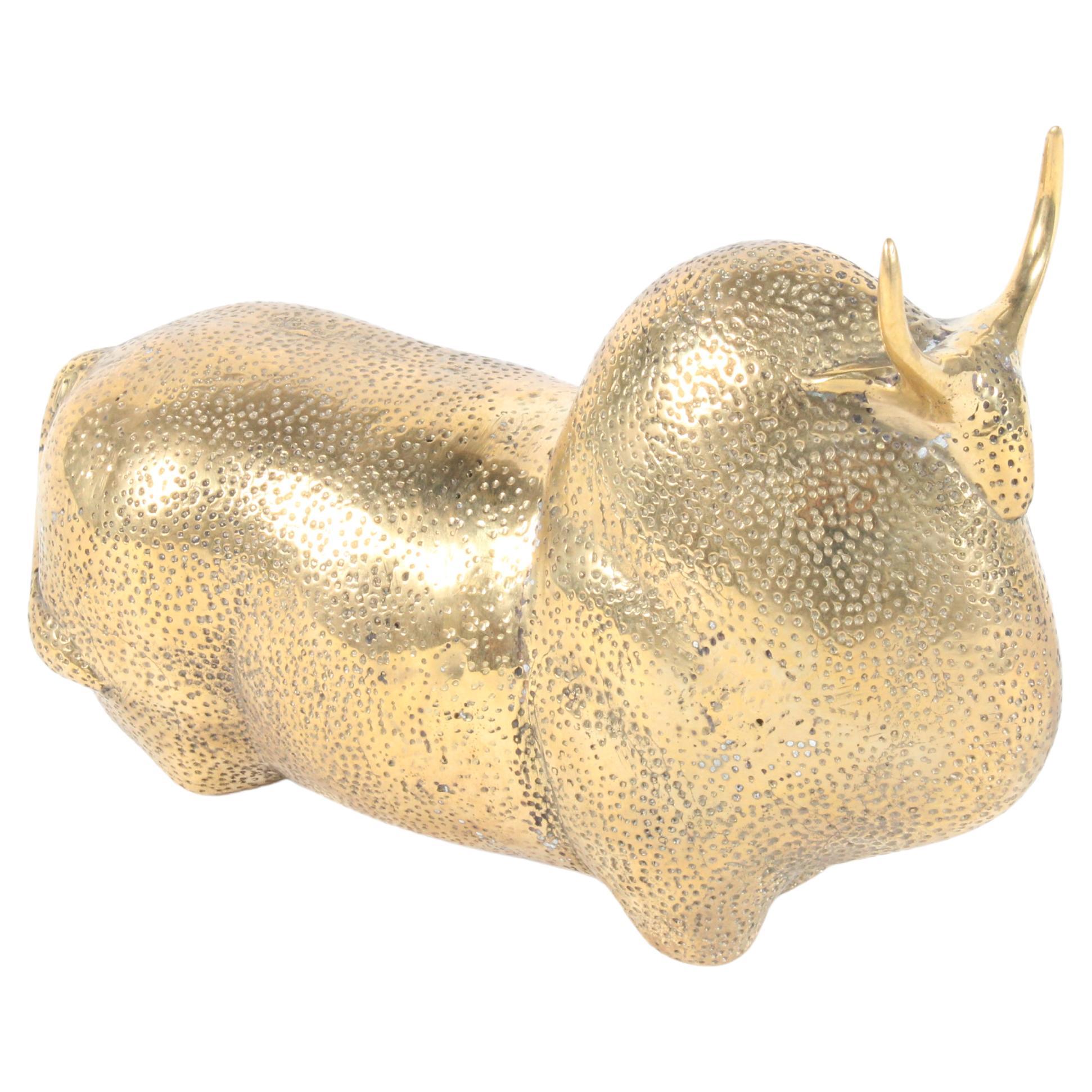 Super decorative vintage brass sculpture in the form of a bull * Free Delivery For Sale