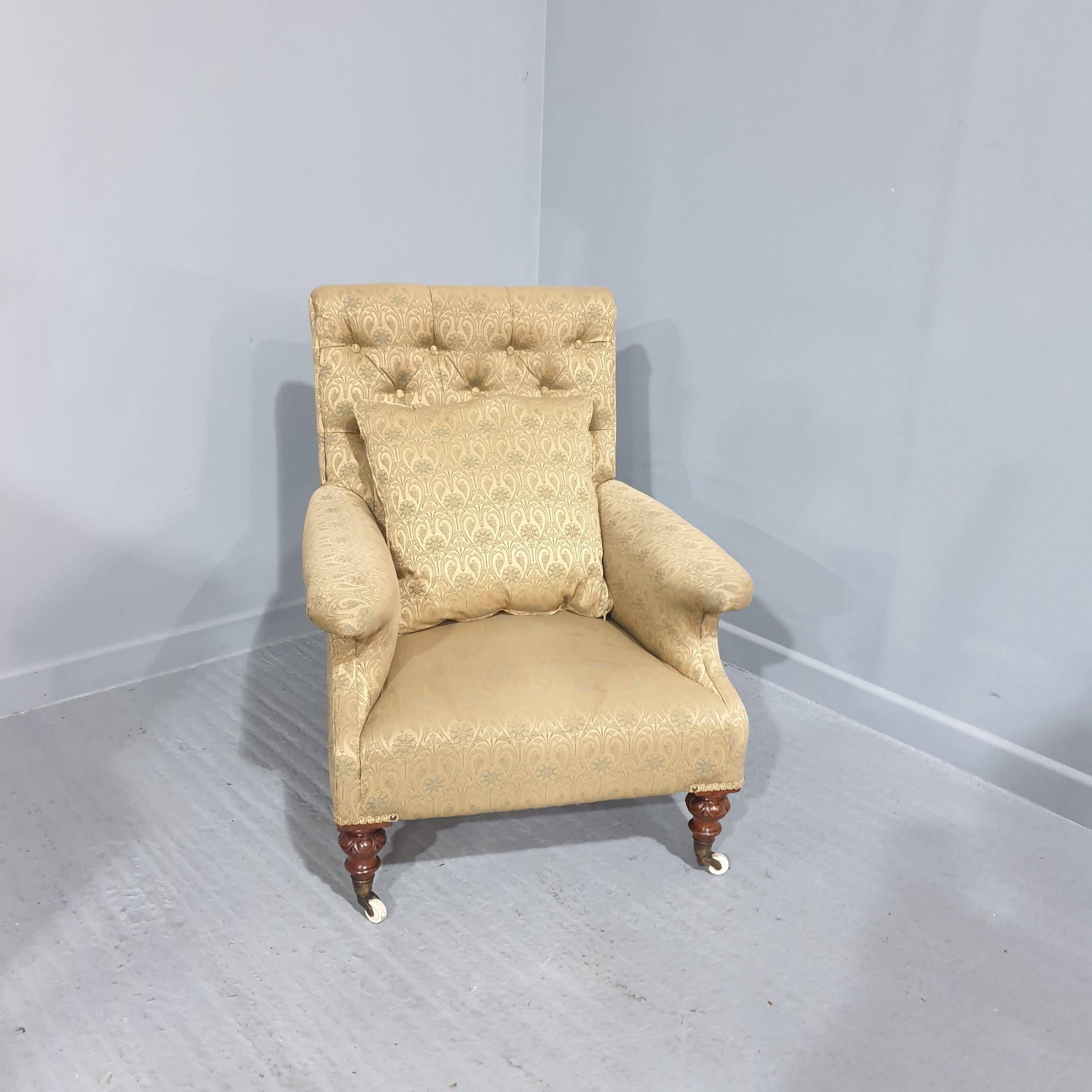 Début de l'époque victorienne Chaise de bibliothèque victorienne très profonde en vente