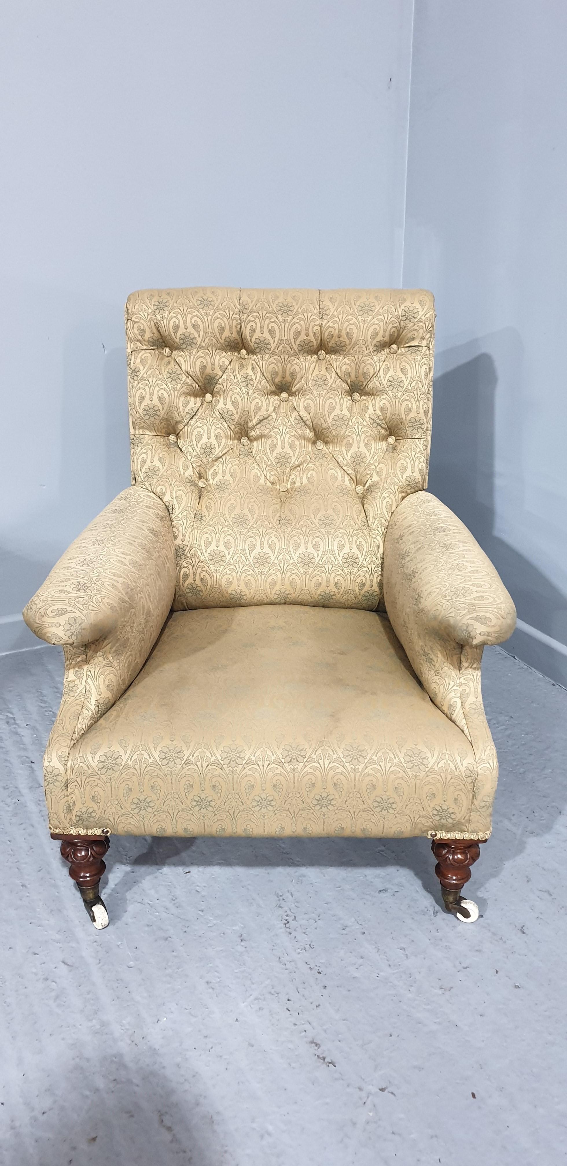 Anglais Chaise de bibliothèque victorienne très profonde en vente