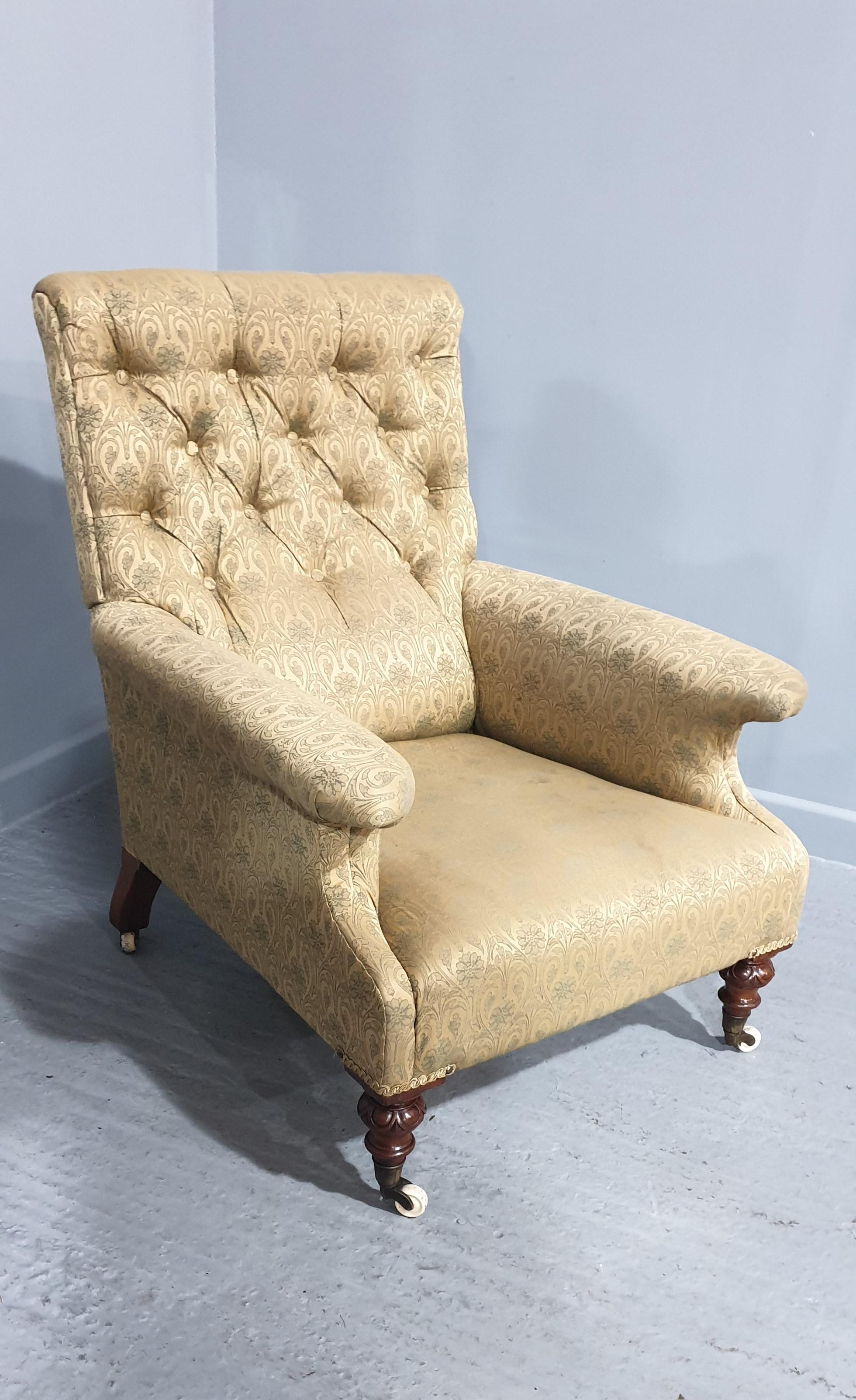 XIXe siècle Chaise de bibliothèque victorienne très profonde en vente