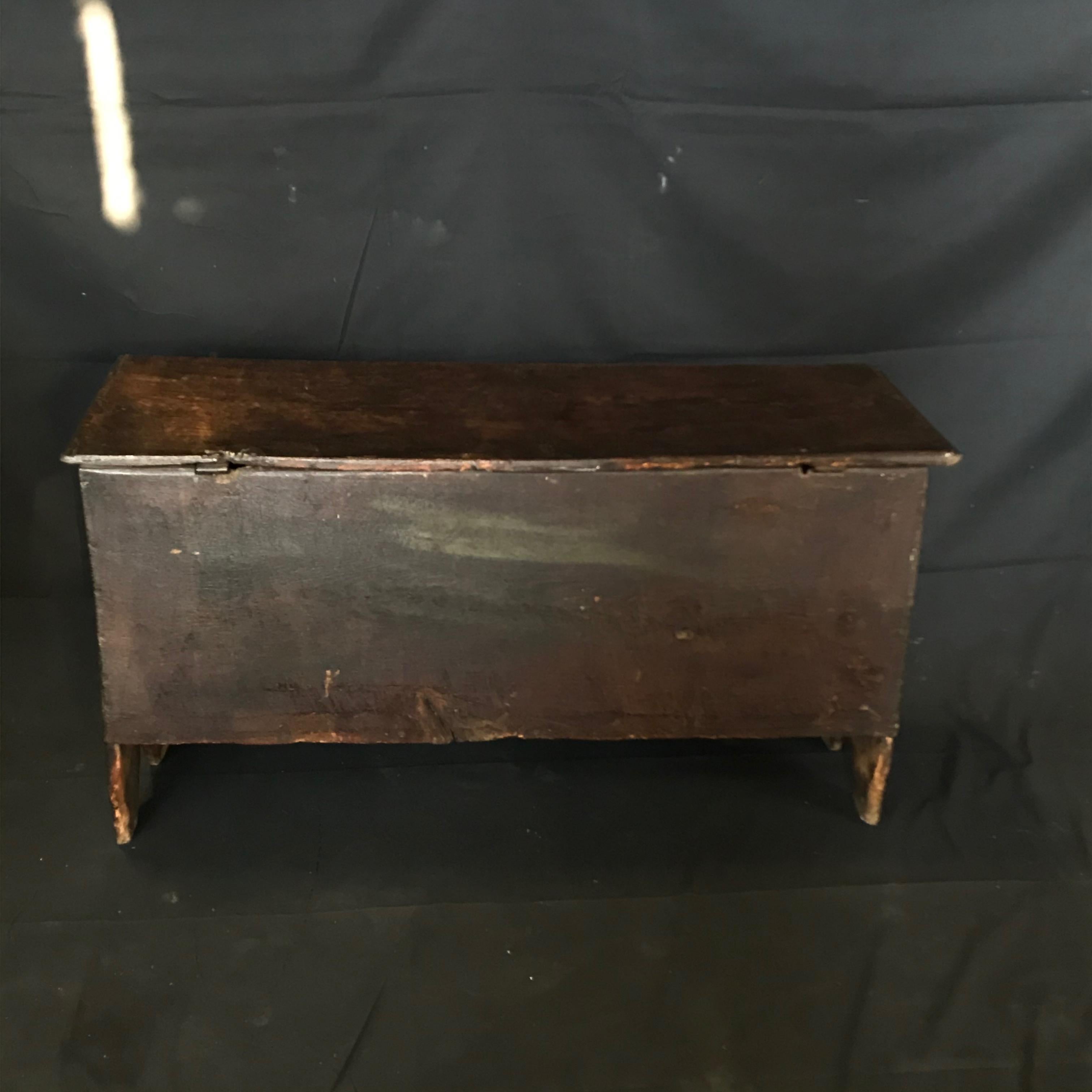 Super Early Antique 18th Century French Carved Coffer Chest In Good Condition For Sale In Hopewell, NJ