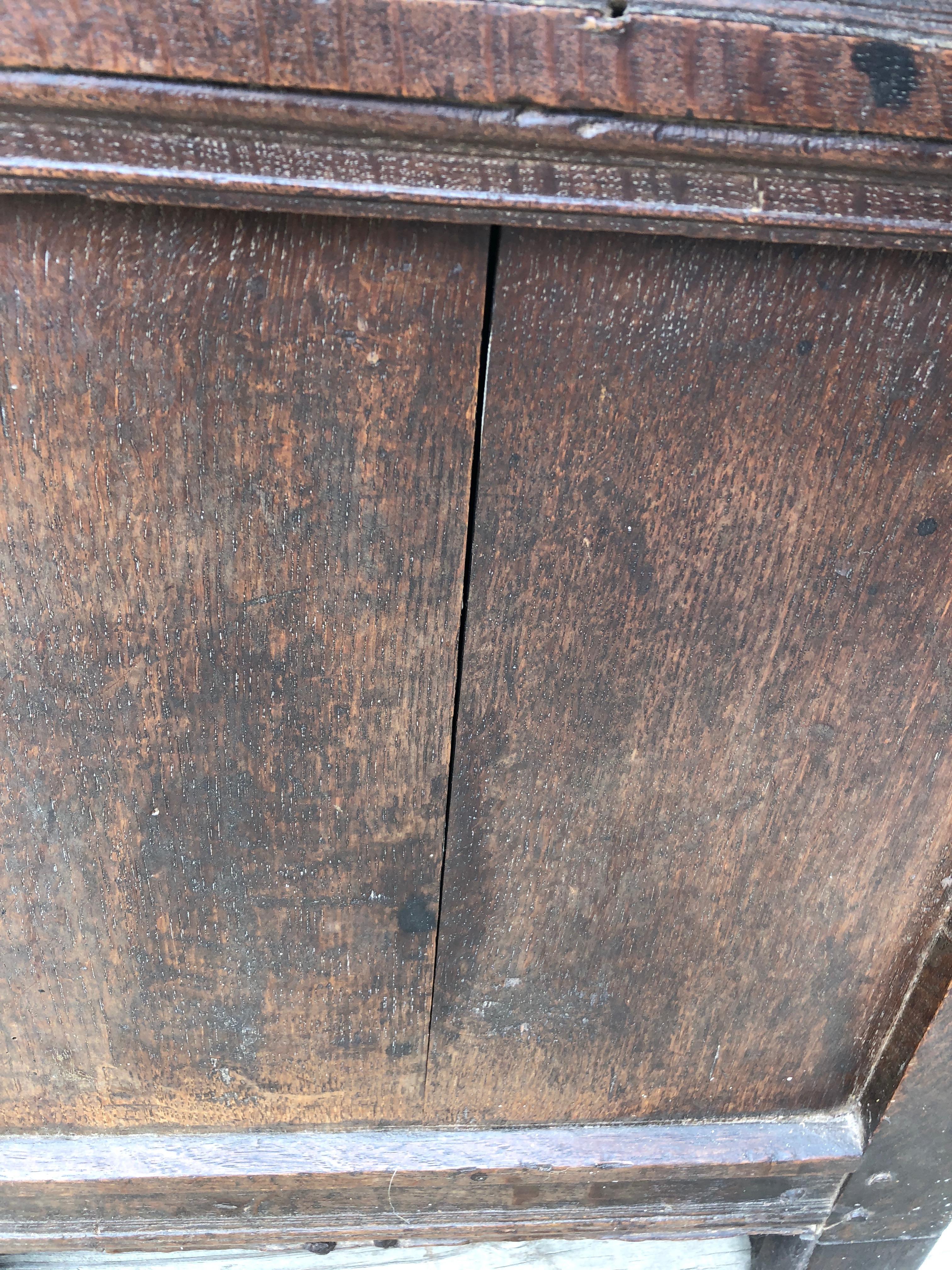 Super Early Large British Oak Coffer Trunk Dated 1591 6