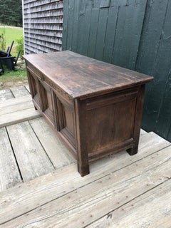 Super Early Large British Oak Coffer Trunk Dated 1591