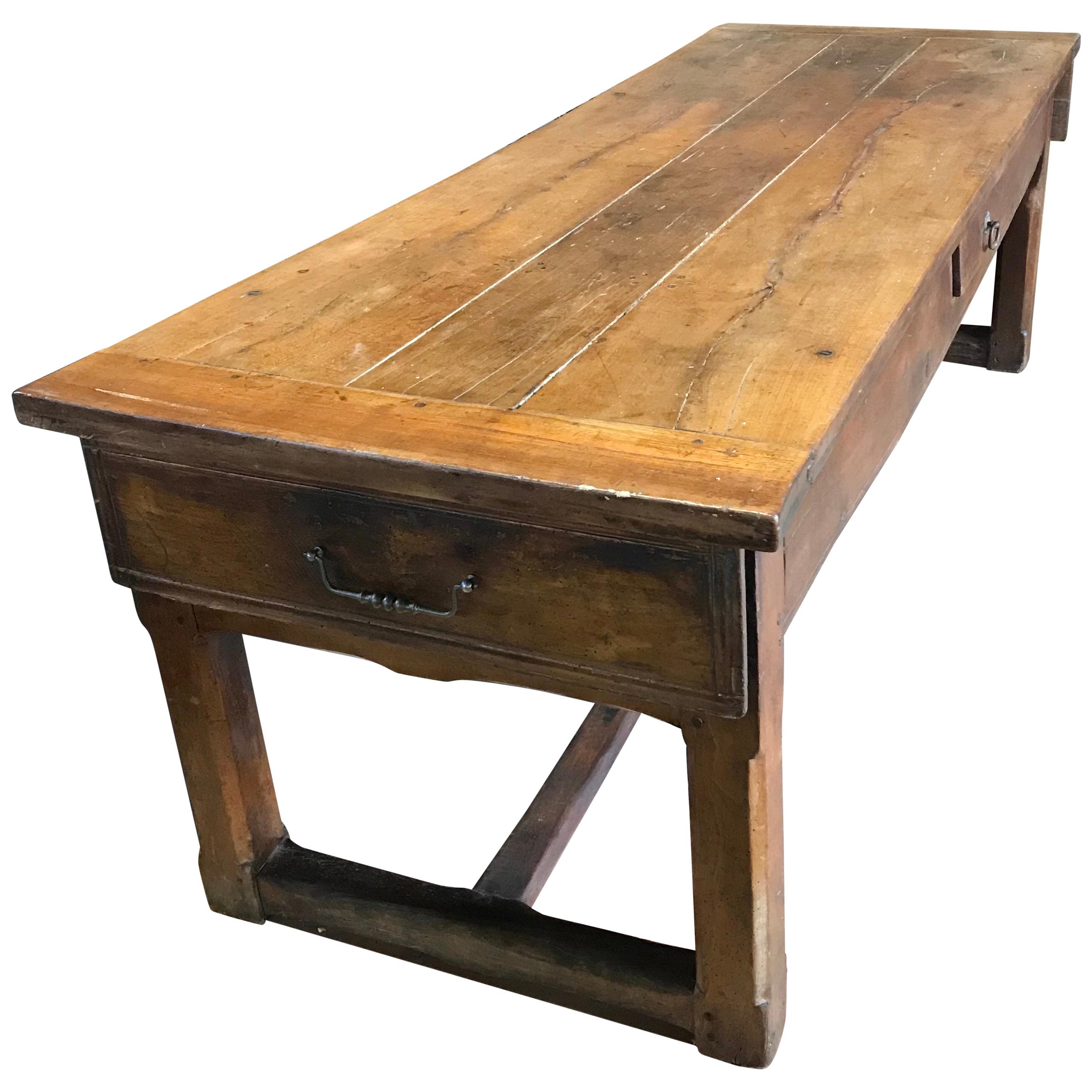 Super Early Walnut French Country Farmhouse Table