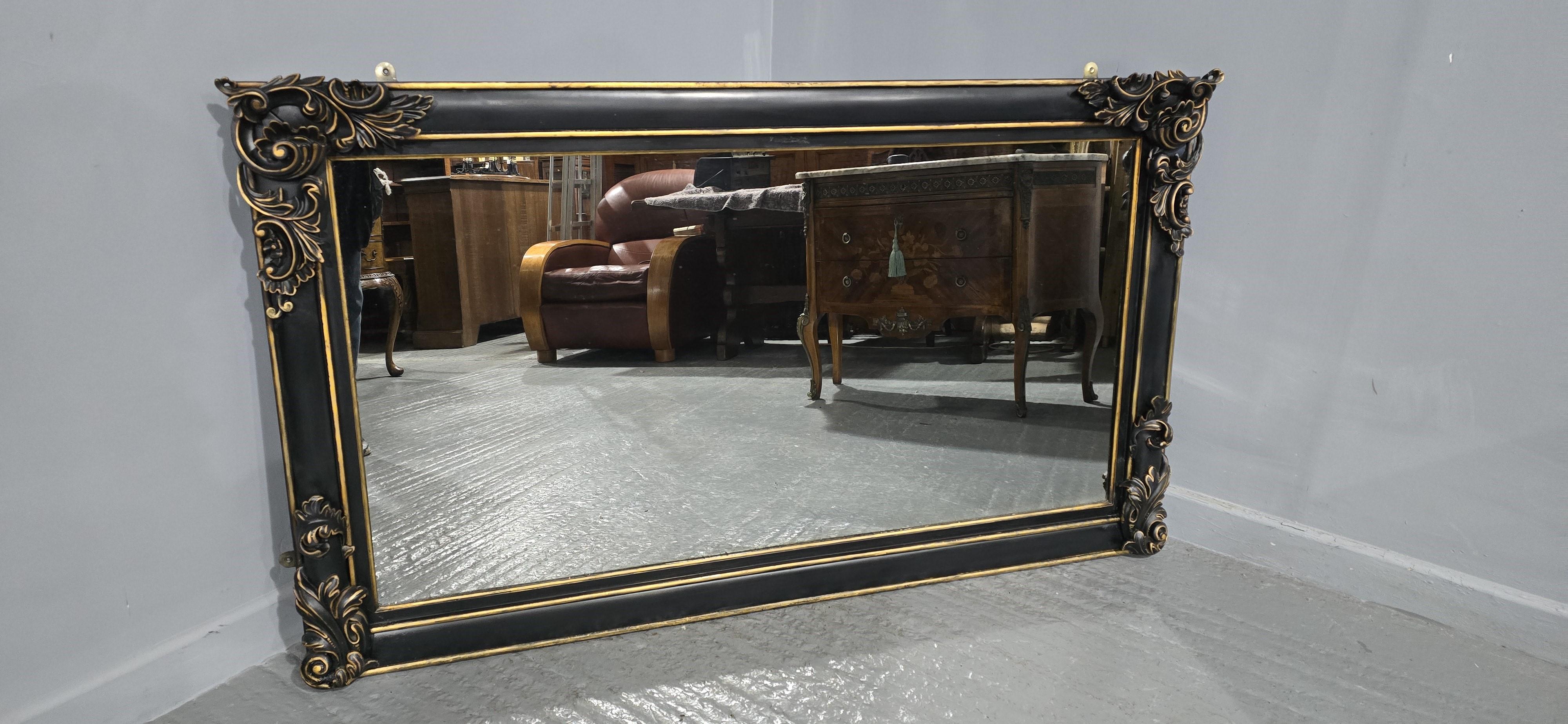 Super Ebonised and Gilt Overmantle Mirror For Sale 2