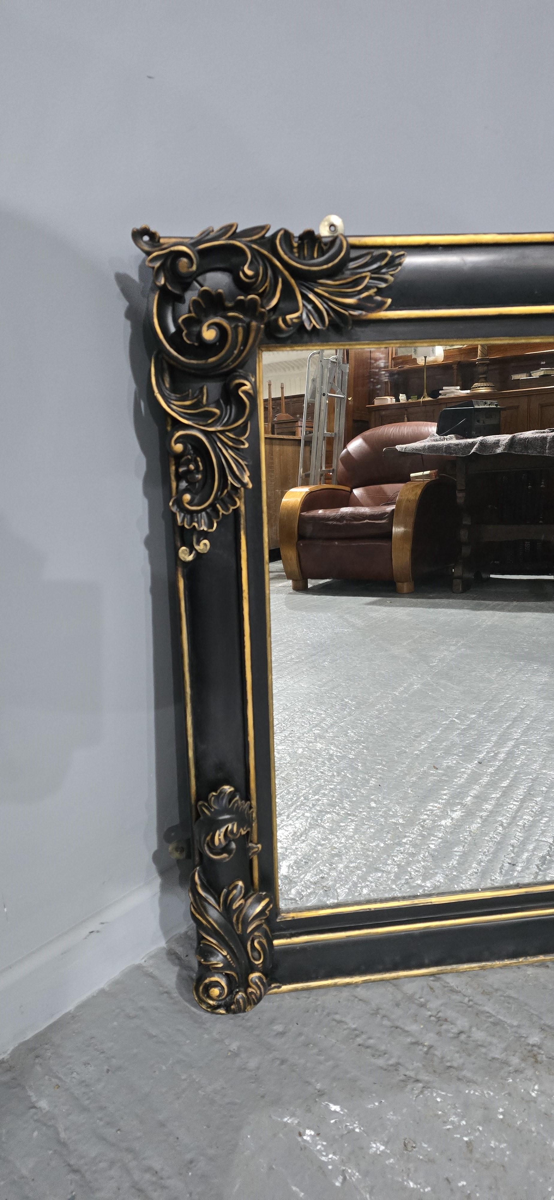 Victorian Super Ebonised and Gilt Overmantle Mirror For Sale