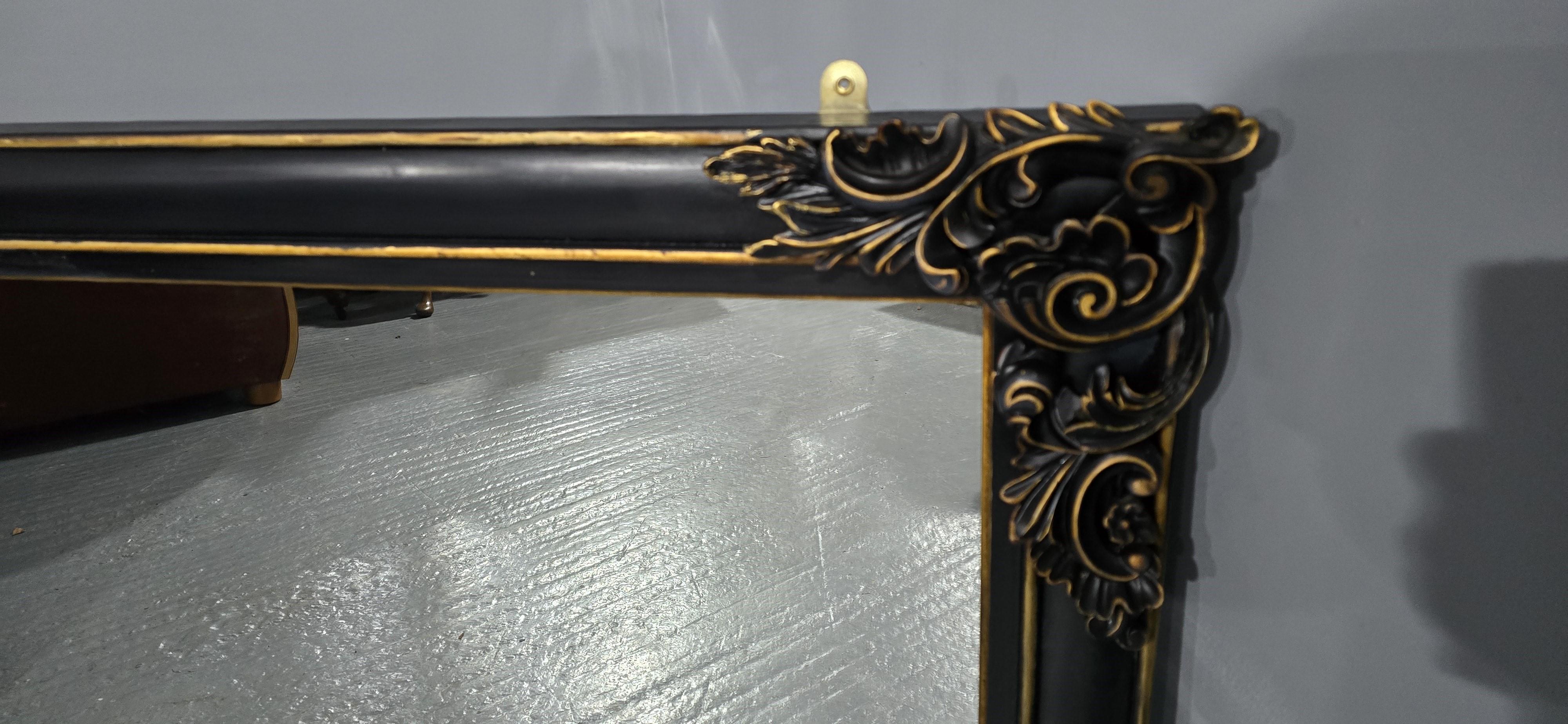 Ebonized Super Ebonised and Gilt Overmantle Mirror For Sale