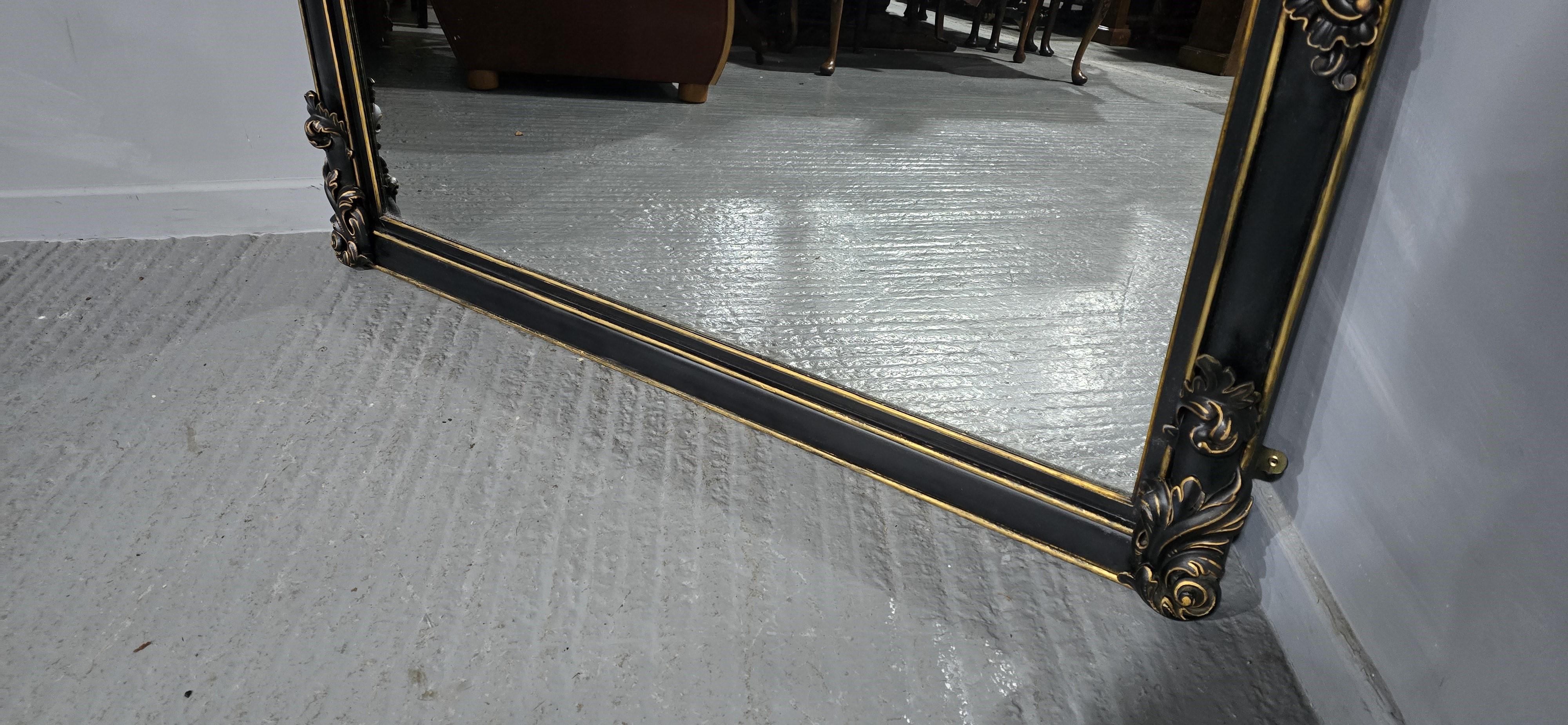 19th Century Super Ebonised and Gilt Overmantle Mirror For Sale