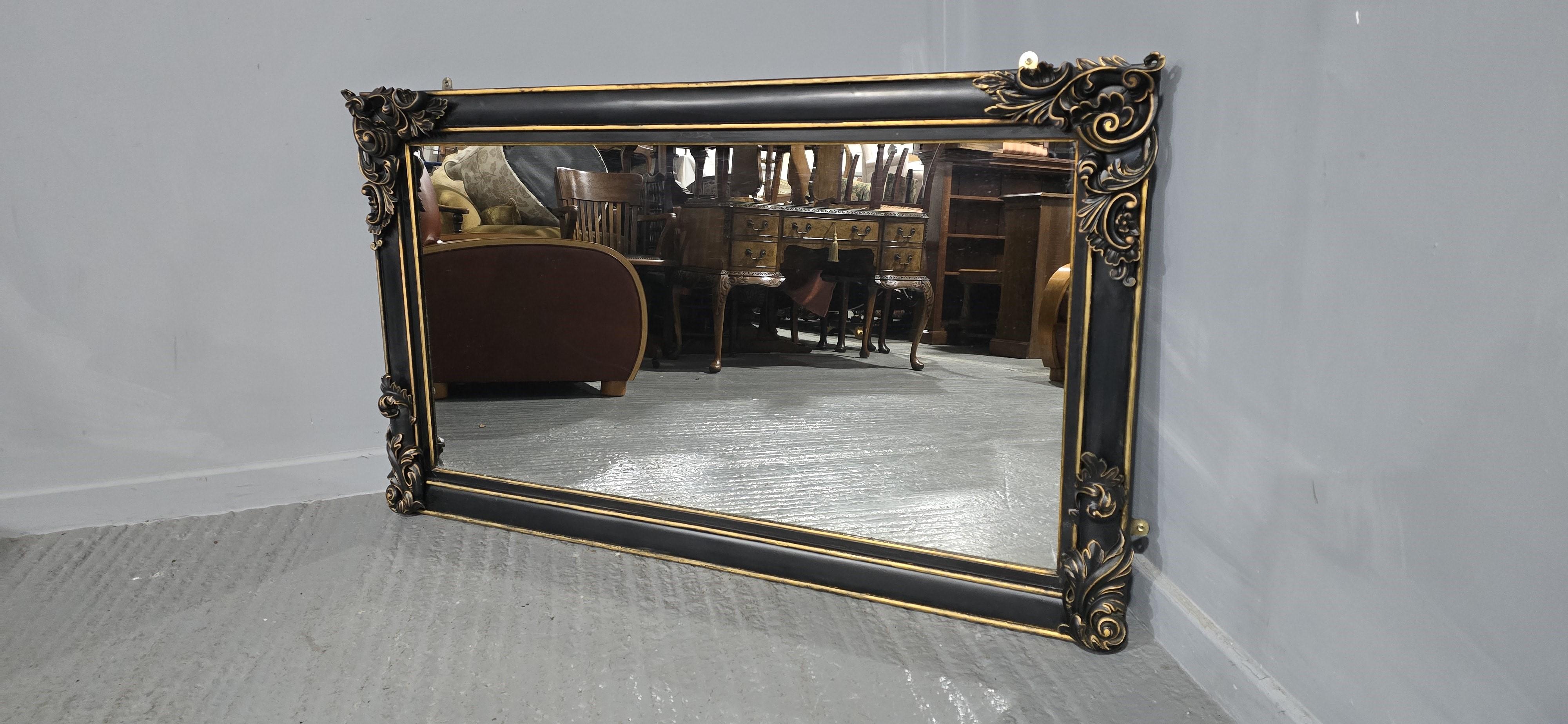 Super Ebonised and Gilt Overmantle Mirror For Sale 1