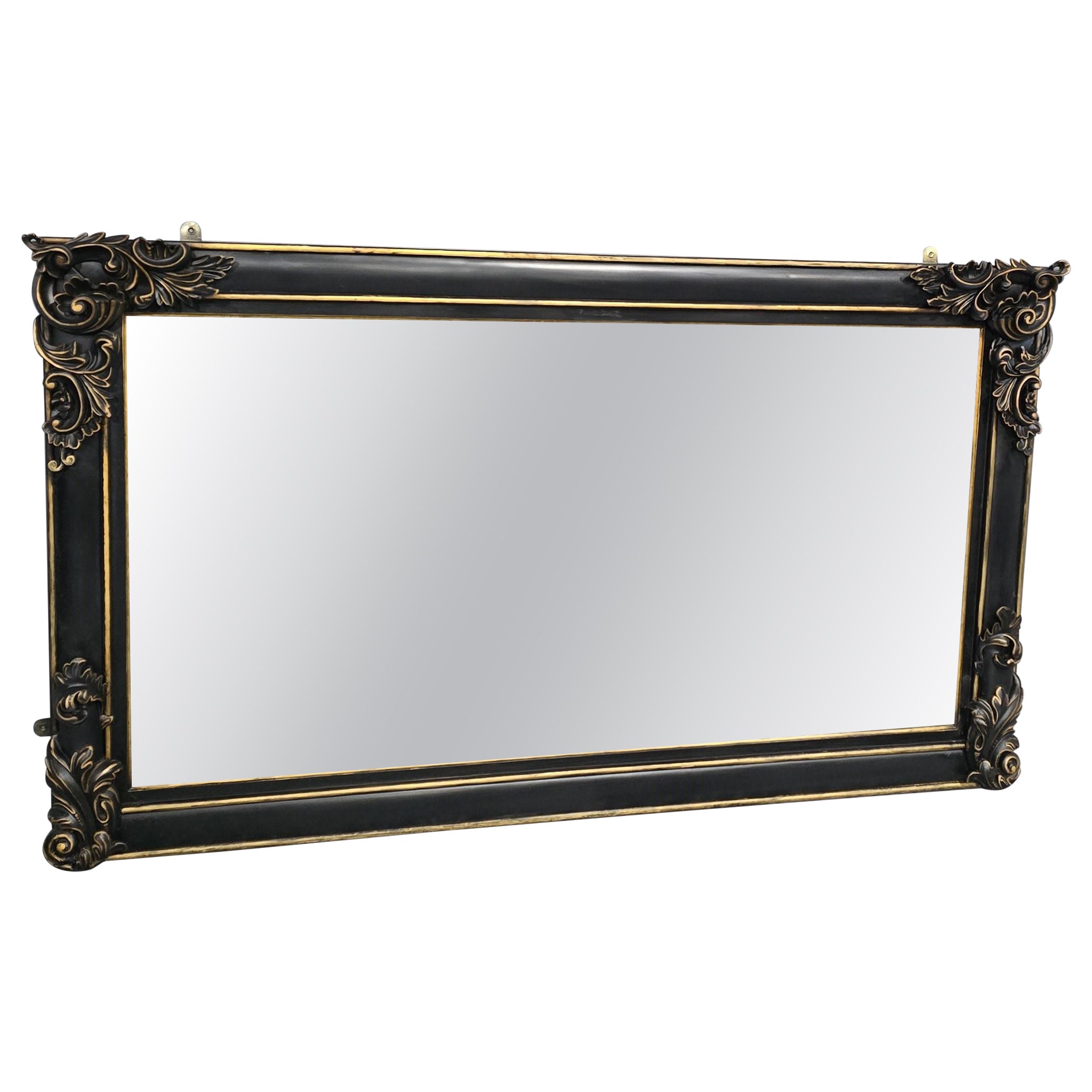 Super Ebonised and Gilt Overmantle Mirror For Sale