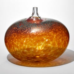 Super Egg Desert, burnt amber speckled blown glass sculpture by Bertil Vallien