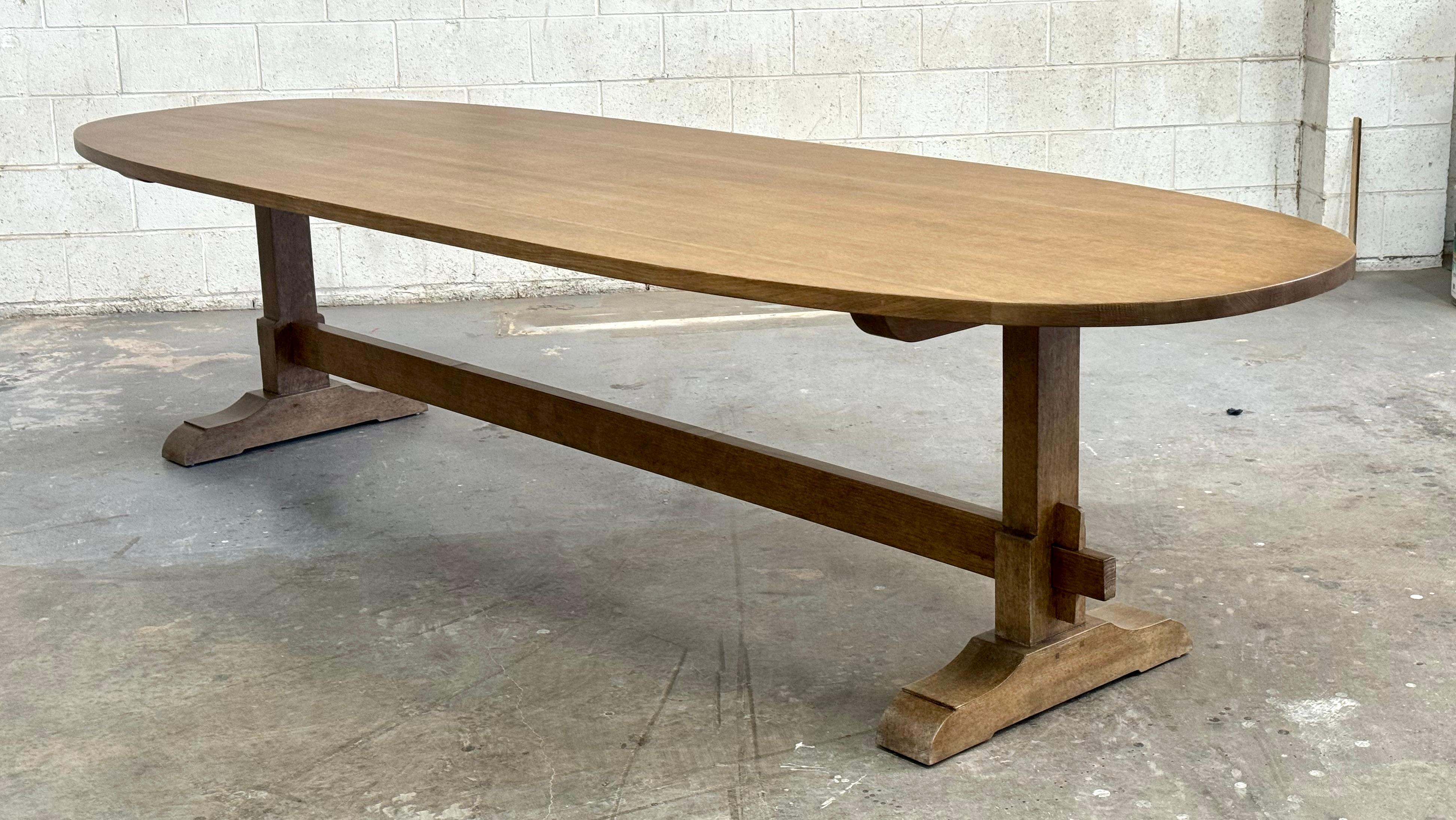 Hand-Crafted Super Ellipse Evy Dining Table made from Rift Sawn Oak For Sale