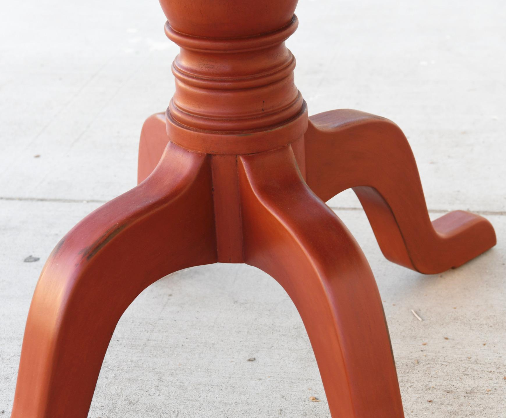 Regency Custom Orange Painted Pedestal Table, Made to Order by Petersen Antiques For Sale
