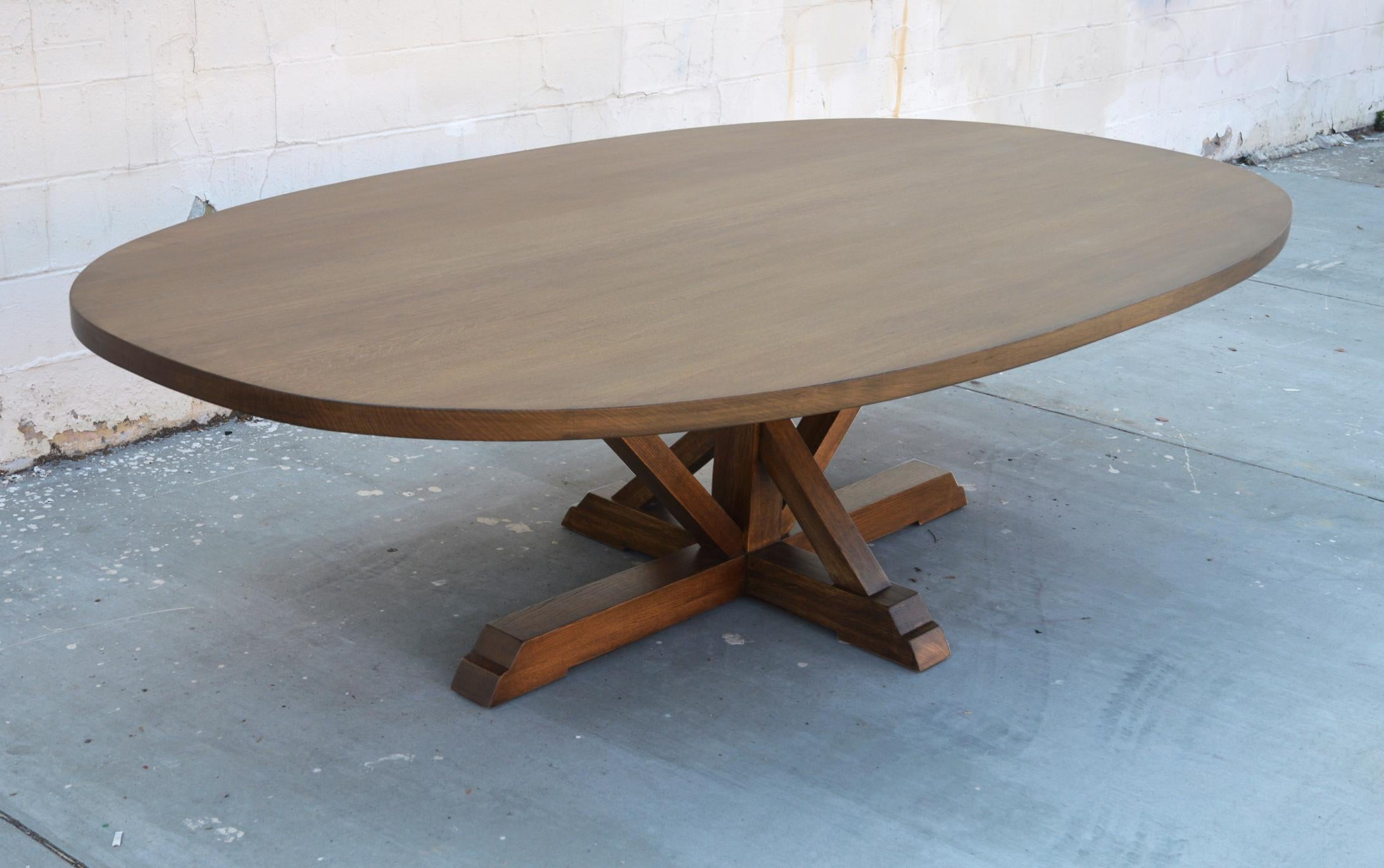 This super ellipse dining table made from rift sawn oak is seen here in 106