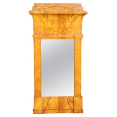 Super Figured Ash Wood German Biedermeier Antique Wall Mirror Cica 1820