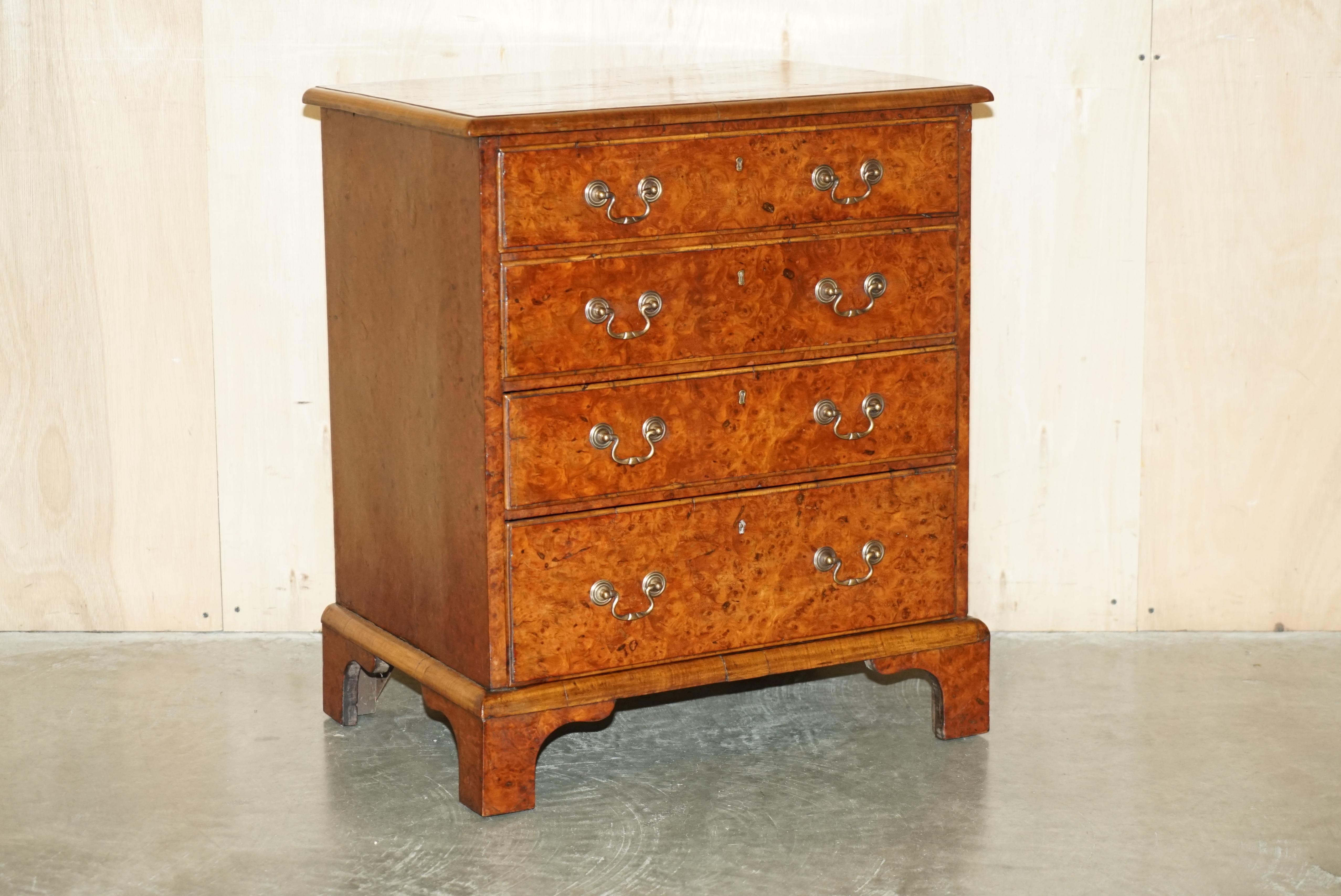 Royal House Antiques

Royal House Antiques is delighted to offer for sale this super fine circa 1780-1800 George III Fully restored Burr Elm small chest of drawers

Please note the delivery fee listed is just a guide, it covers within the M25 only