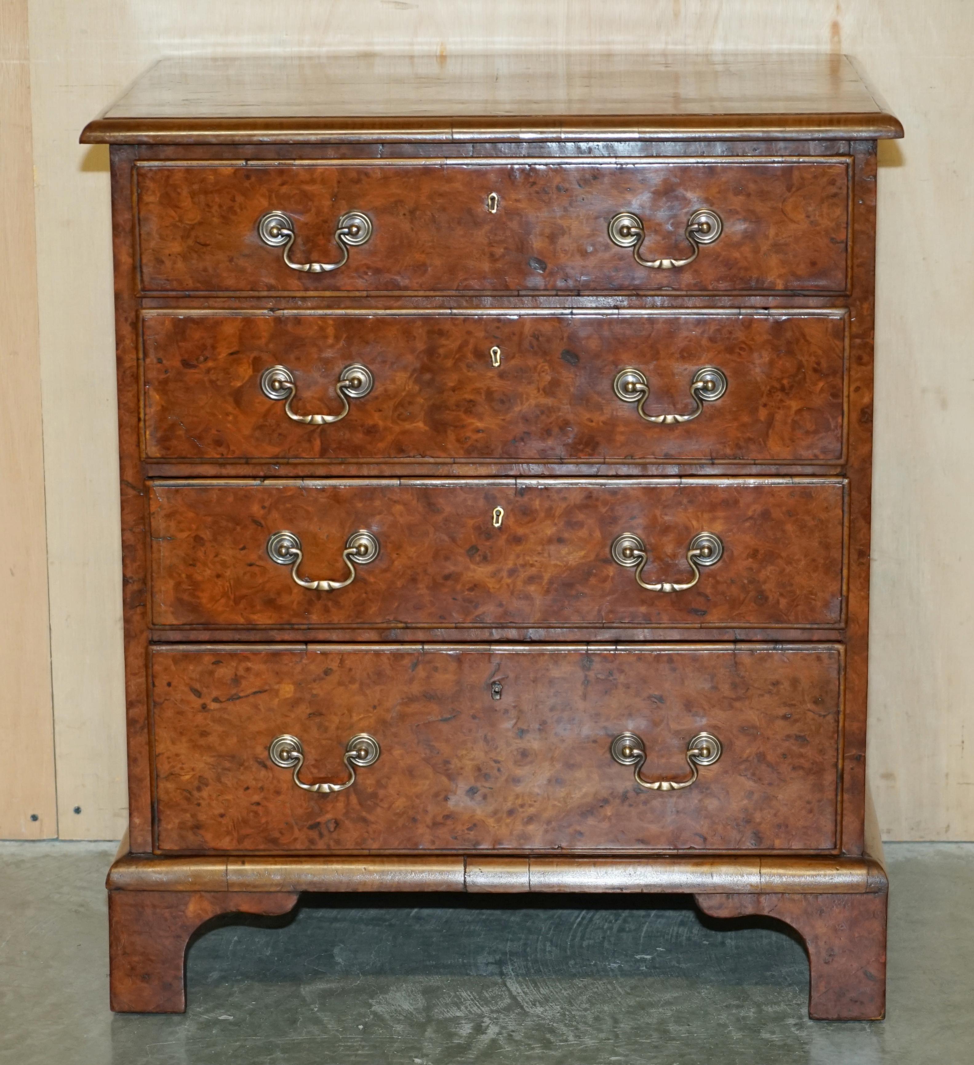 Georgian SUPER FiNE FULLY RESTORED ANTIQUE GEORGIAN CIRCA 1780 BURR ELM CHEST OF DRAWERs