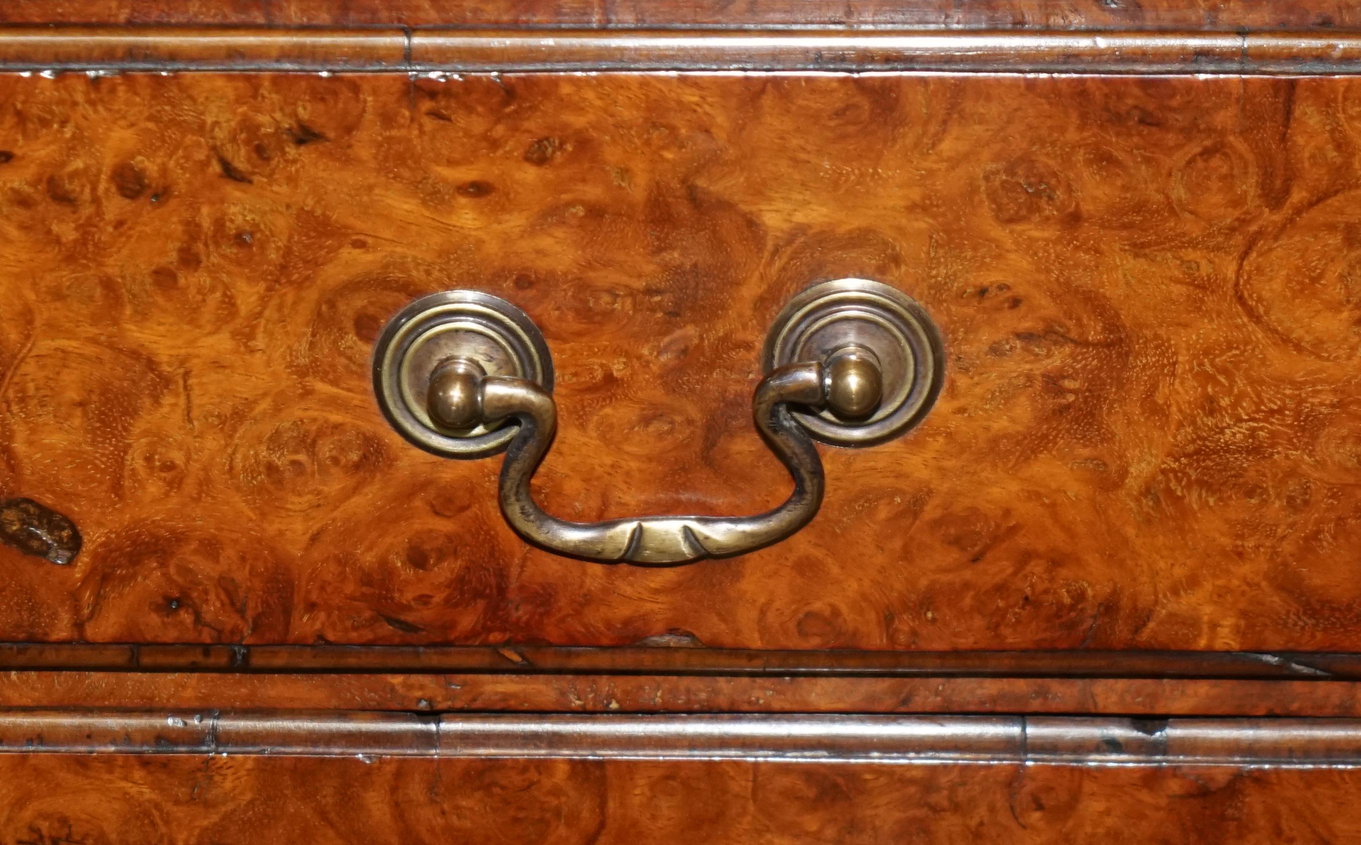 SUPER FiNE FULLY RESTORED ANTIQUE GEORGIAN CIRCA 1780 BURR ELM CHEST OF DRAWERs For Sale 1