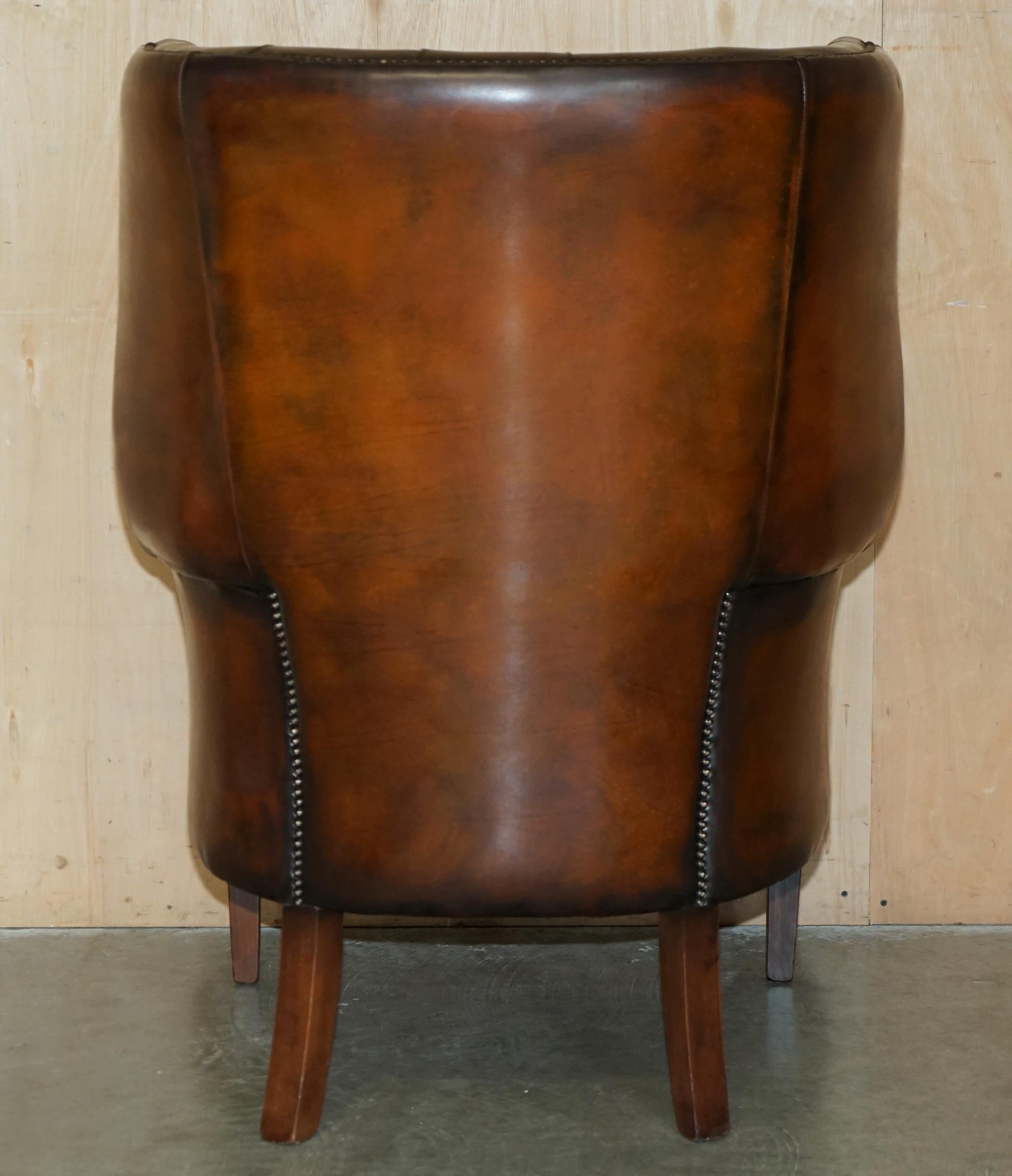 SUPER FiNE RESTORED VINTAGE CHESTERFIELD PORTERS WINGBACK ARMCHAIR BROWN LEATHER 6
