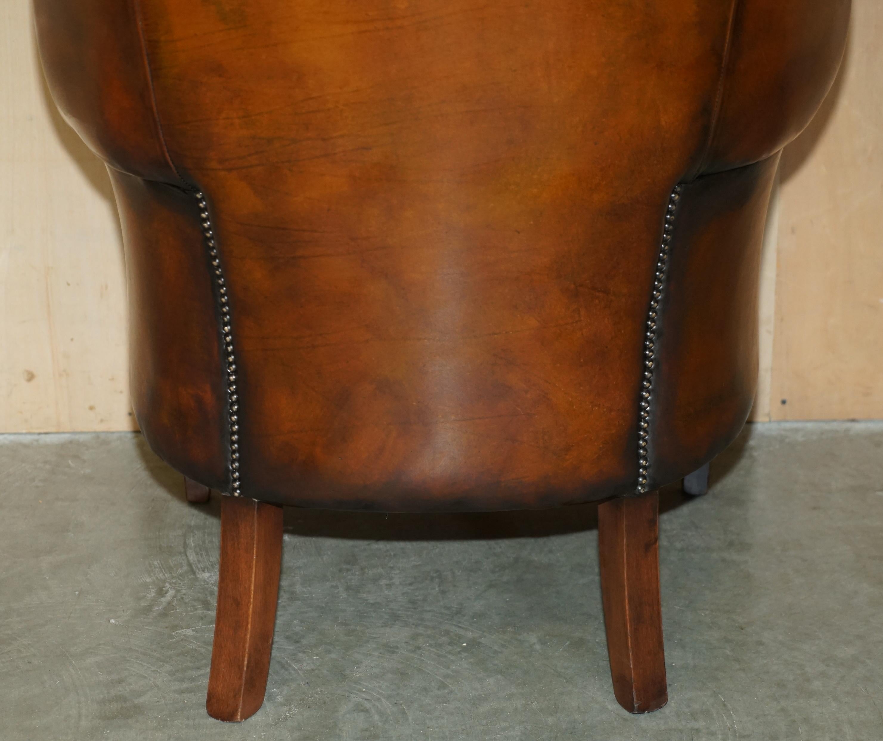SUPER FiNE RESTORED VINTAGE CHESTERFIELD PORTERS WINGBACK ARMCHAIR BROWN LEATHER 7