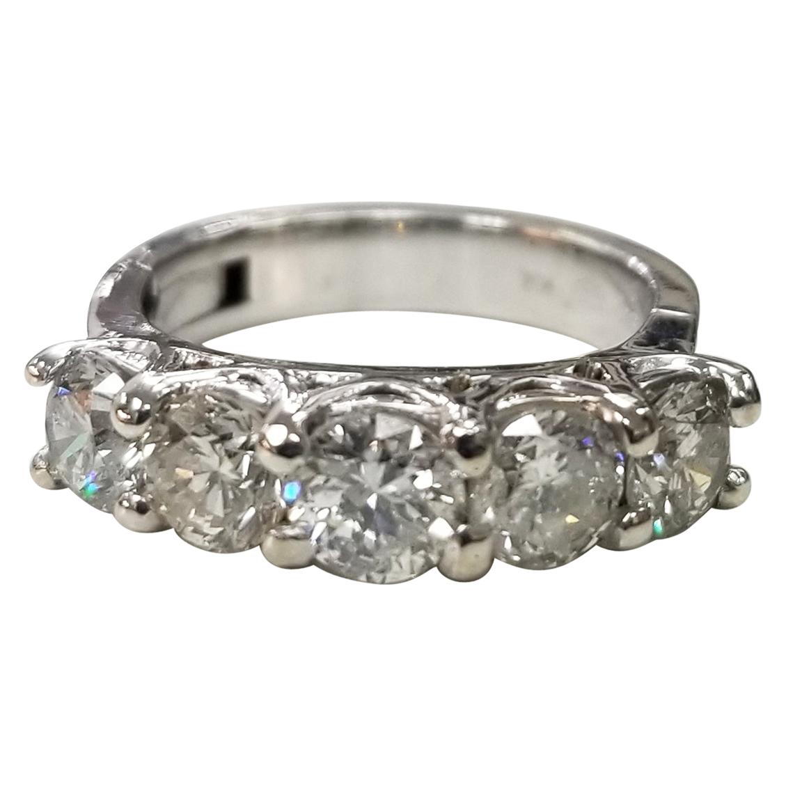 "Super Fit" Hinged 14 Karat White Gold 5 Diamond Wedding Ring