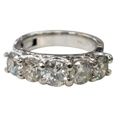"Super Fit" Hinged 14 Karat White Gold 5 Diamond Wedding Ring