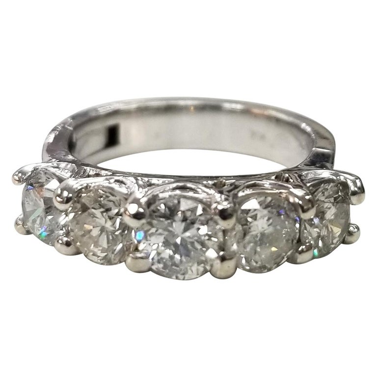 “Super Fit” Hinged 14 Karat White Gold 5 Diamond Wedding Ring at
