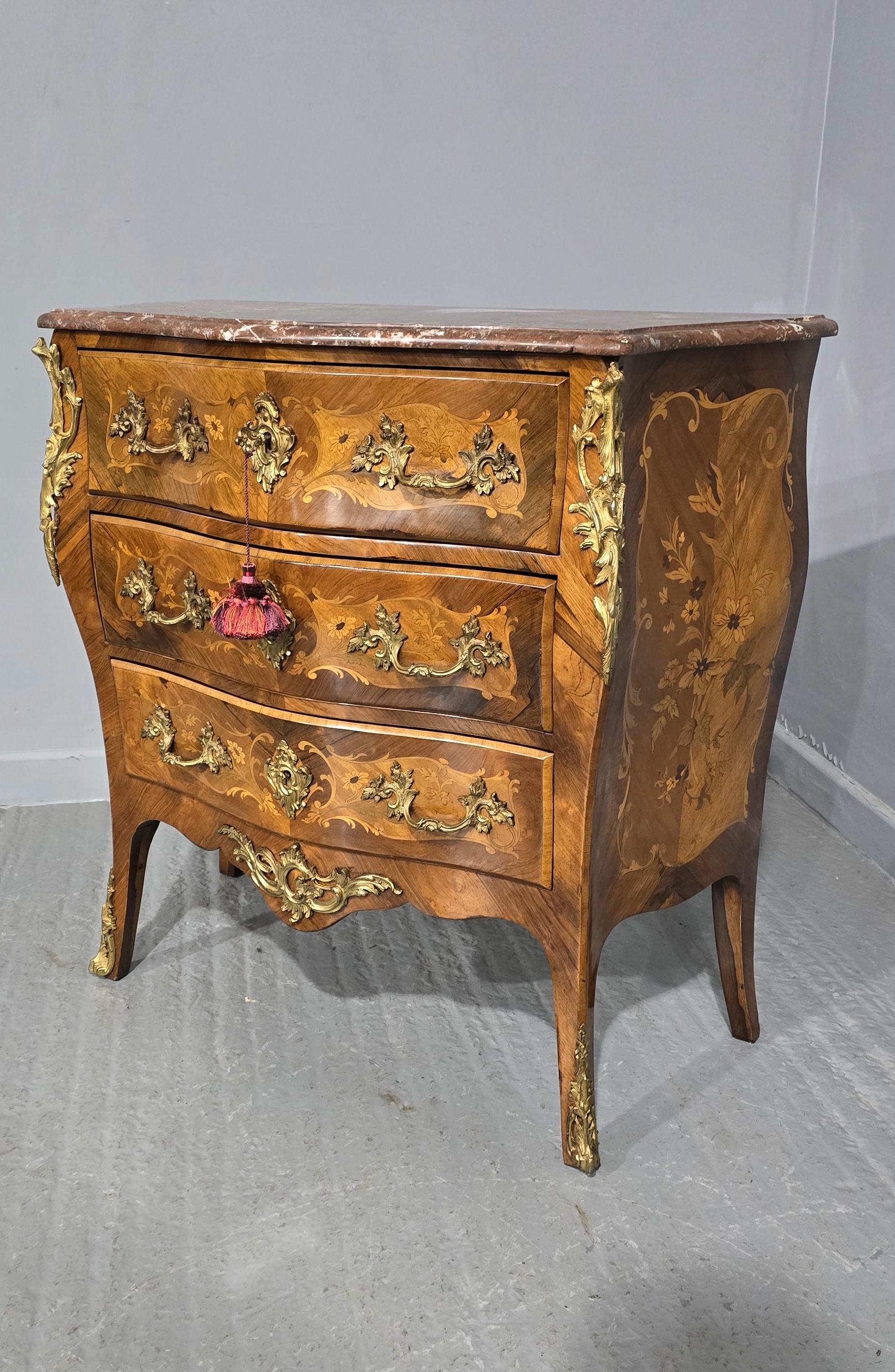 Super French Marquetry Commode Chest Drawers For Sale 3